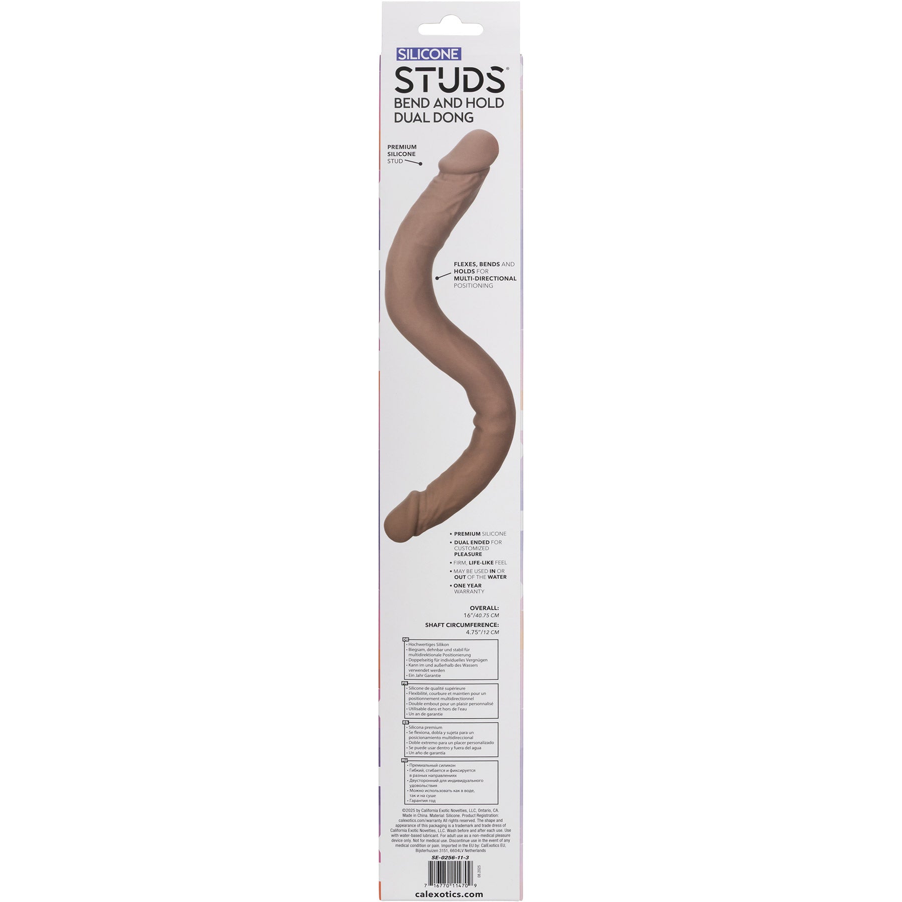 Silicone Studs® Bend And Hold 16" Silicone Dual Dong - Caramel
