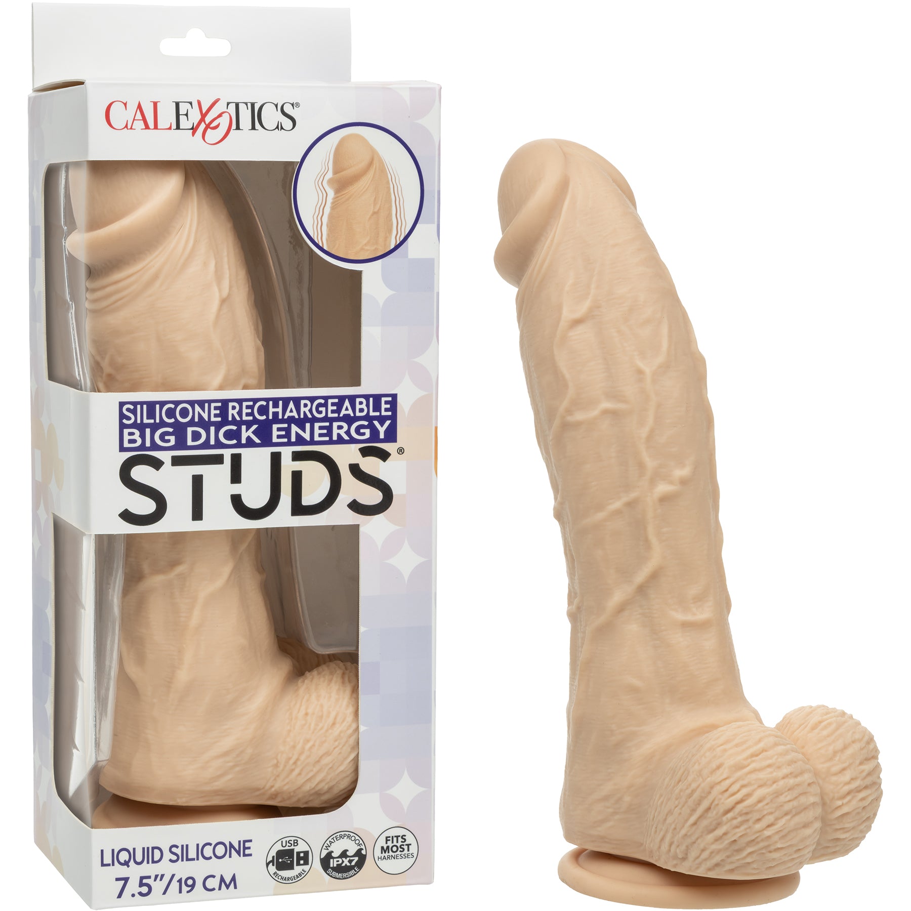 Silicone Studs® Big Dick Energy Rechargeable Vibrating Suction Cup Dildo - Vanilla