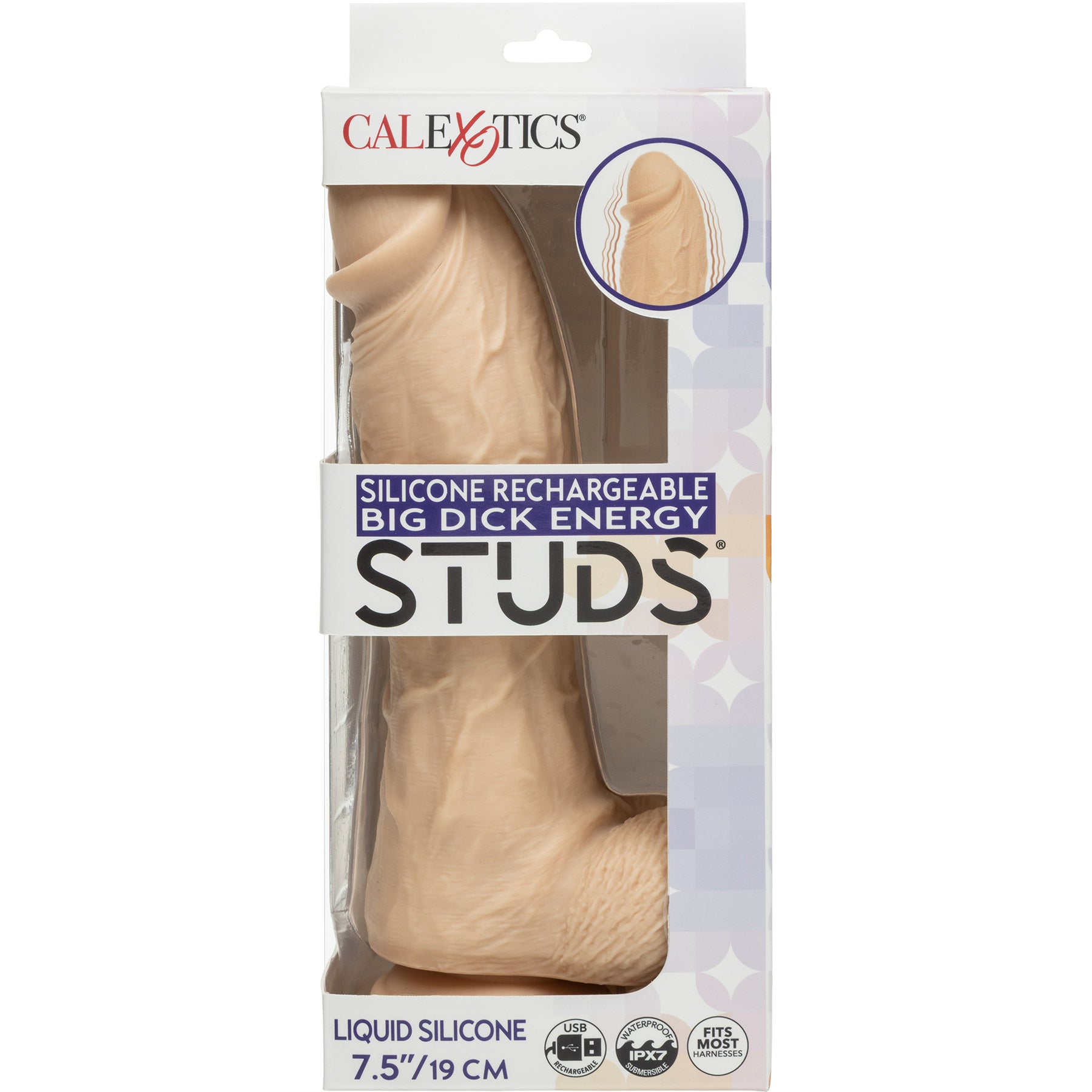 Silicone Studs® Big Dick Energy Rechargeable Vibrating Suction Cup Dildo - Vanilla