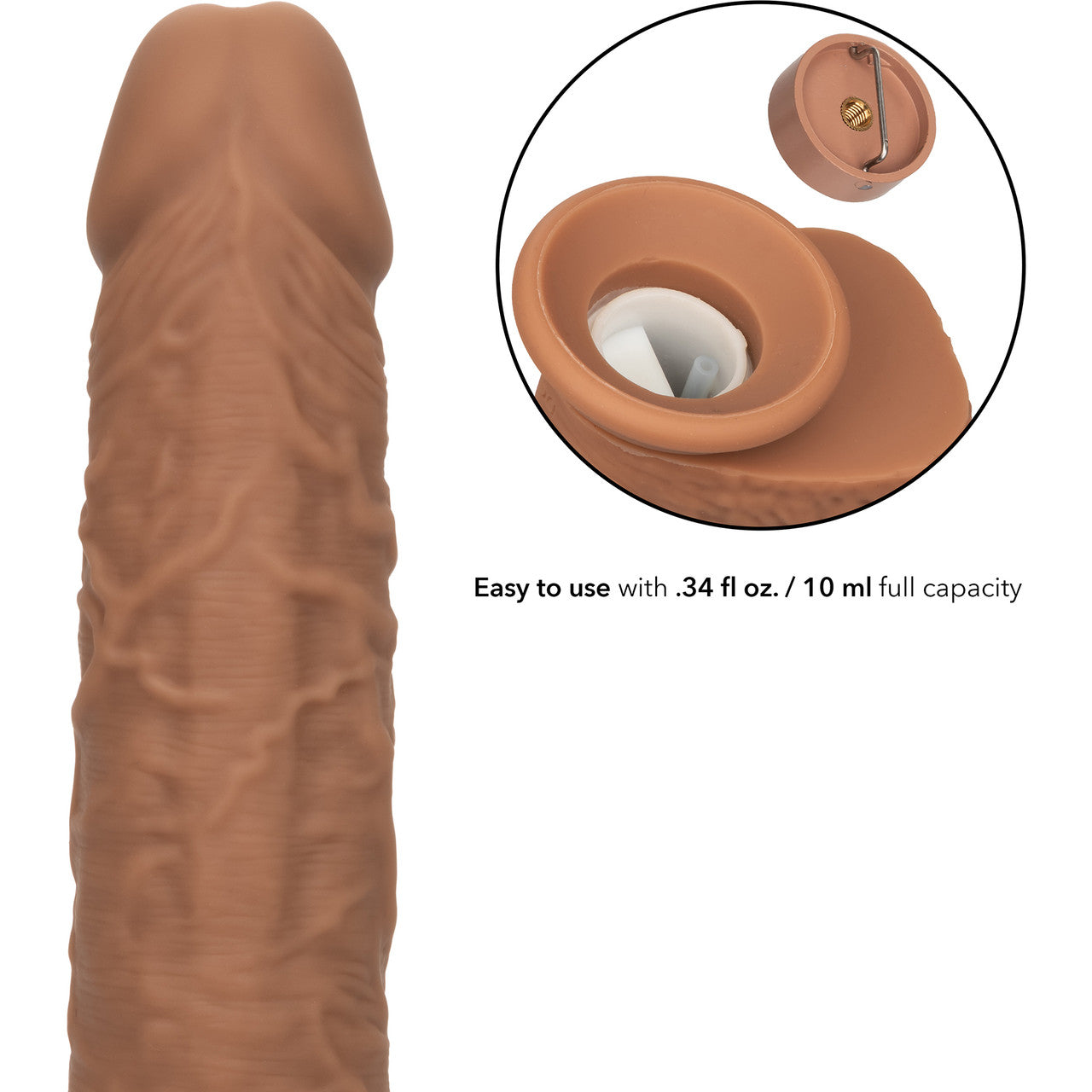 Squirting Fuck Stick 9" Rechargeable Waterproof Vibrating Realistic Silicone Suction Cup Dildo By CalExotics - Caramel