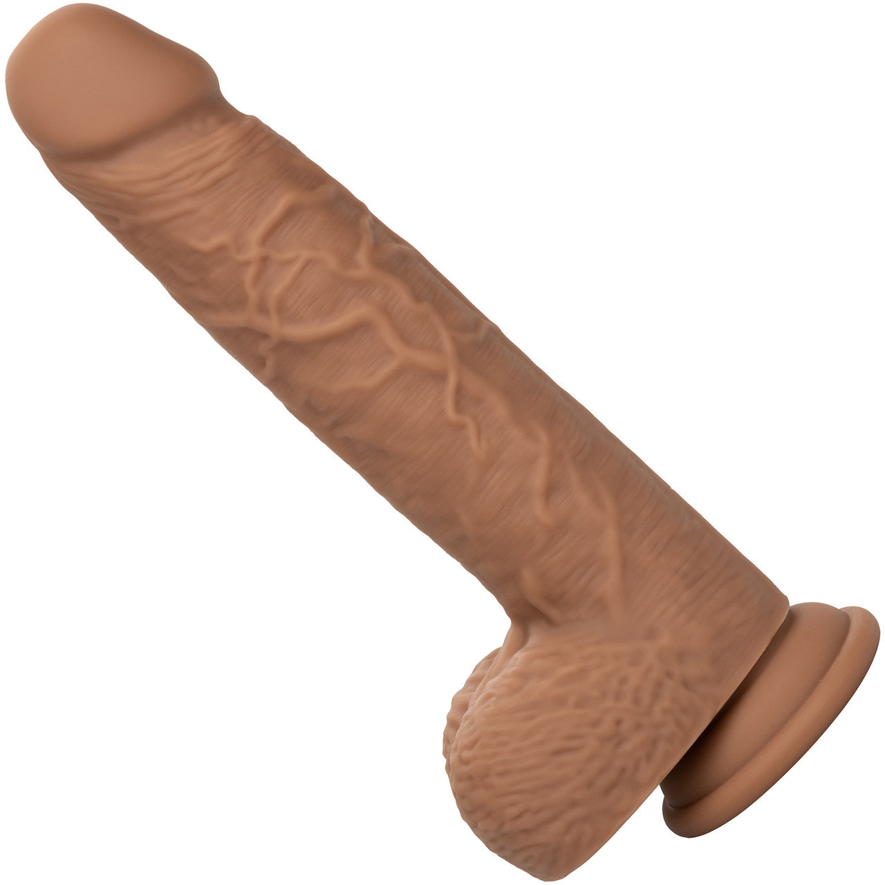 Squirting Fuck Stick 9" Rechargeable Waterproof Vibrating Realistic Silicone Suction Cup Dildo By CalExotics - Caramel