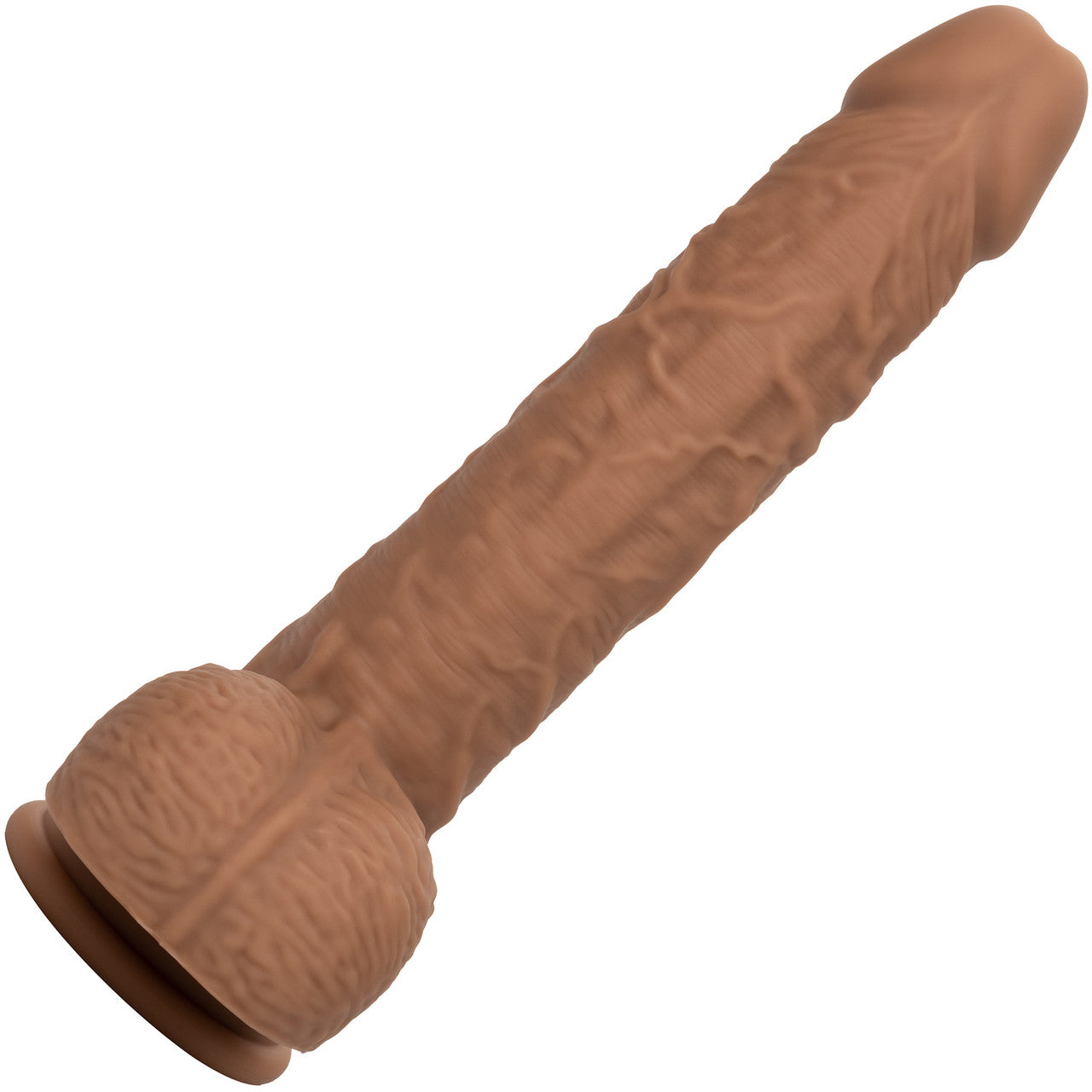 Squirting Fuck Stick 9" Rechargeable Waterproof Vibrating Realistic Silicone Suction Cup Dildo By CalExotics - Caramel