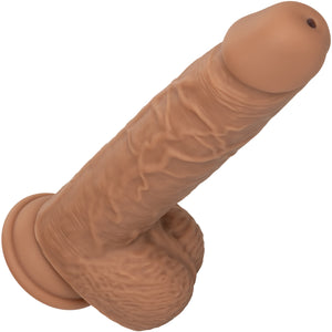 Squirting Fuck Stick 9" Rechargeable Waterproof Vibrating Realistic Silicone Suction Cup Dildo By CalExotics - Caramel