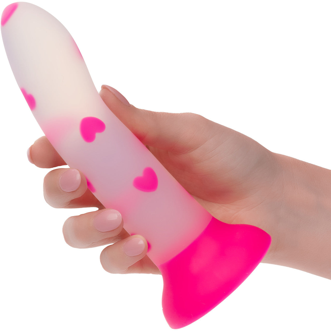 Glow Stick Heart 6" Glow In The Dark Silicone Suction Cup Dildo By CalExotics