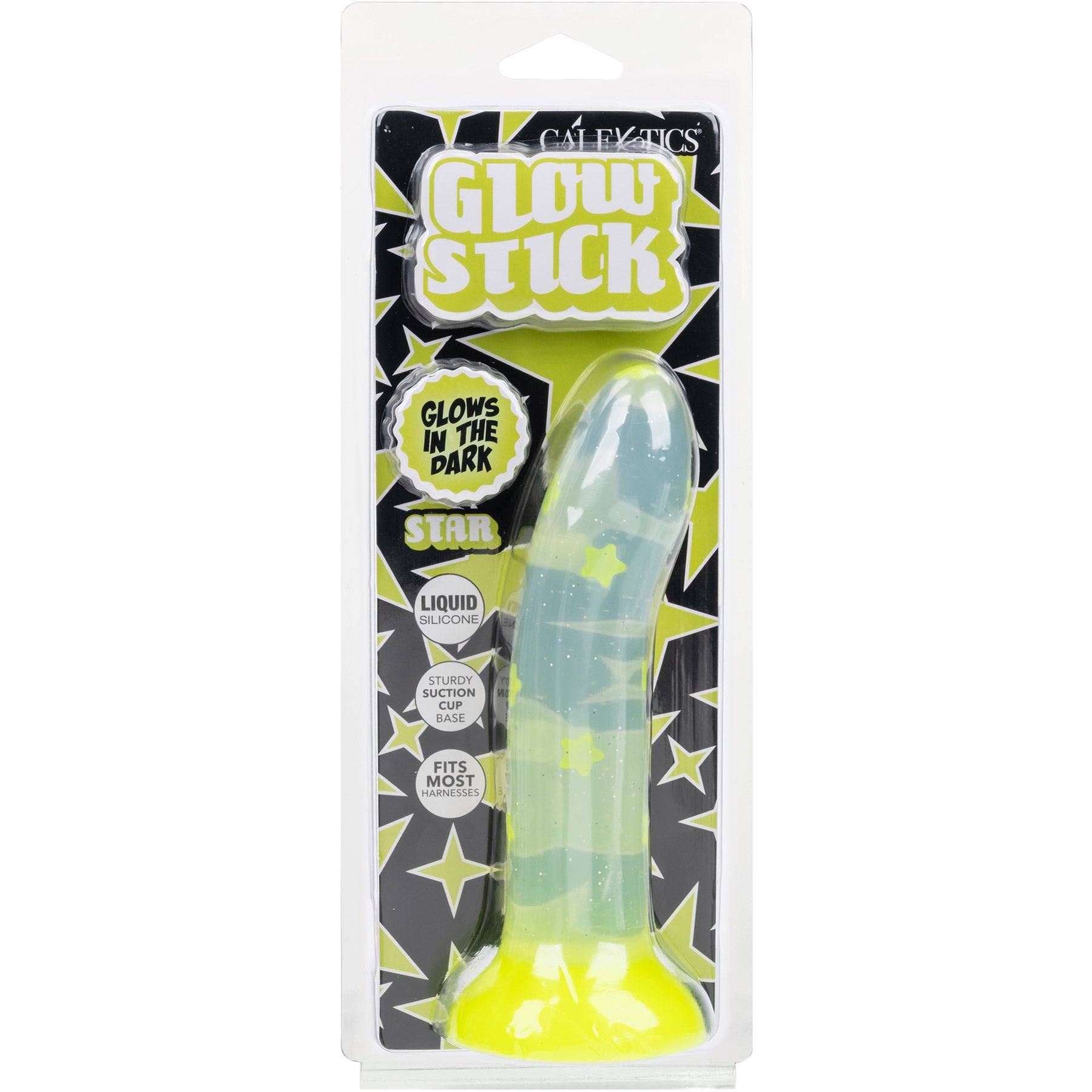 Glow Stick Star 6" Glow In The Dark Silicone Suction Cup Dildo By CalExotics