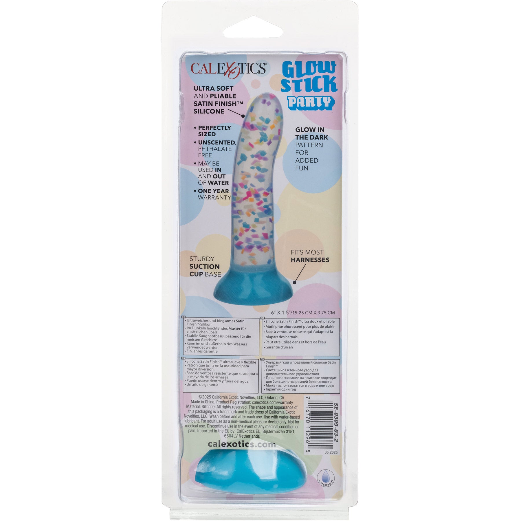 Glow Stick Party 6" Glow In The Dark Silicone Suction Cup Dildo By CalExotics
