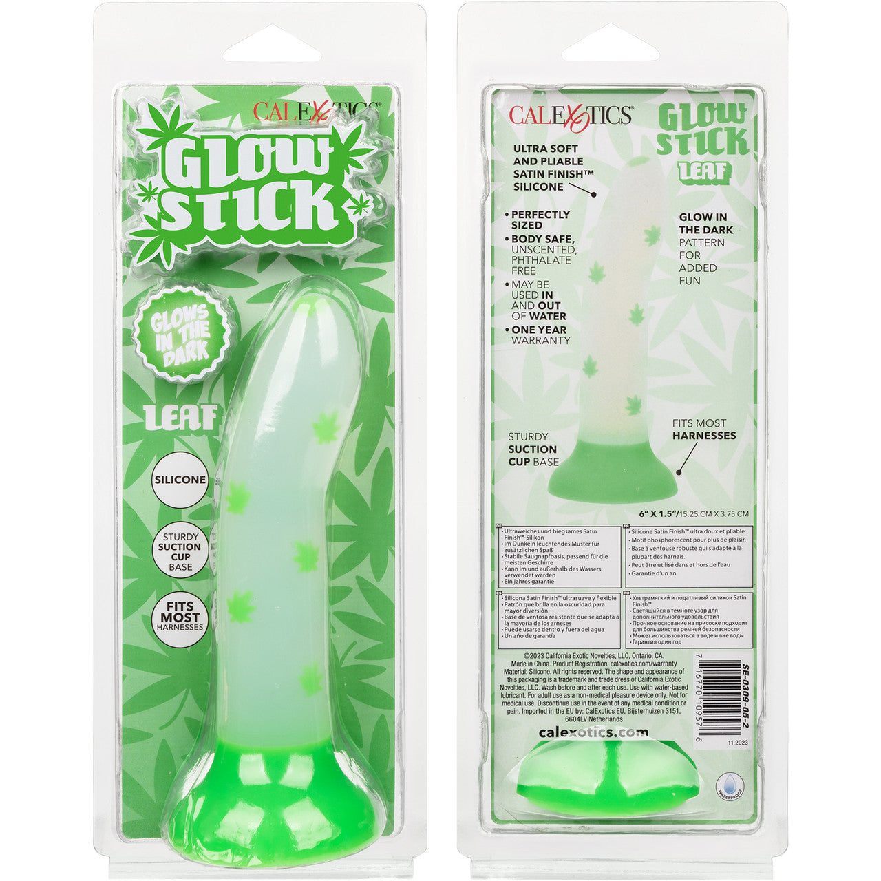 Glow Stick Leaf 6" Glow In The Dark Silicone Suction Cup Dildo By CalExotics