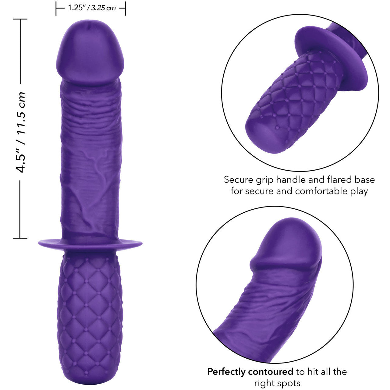 Silicone Grip Thruster G-Spot Dildo by CalExotics - Purple