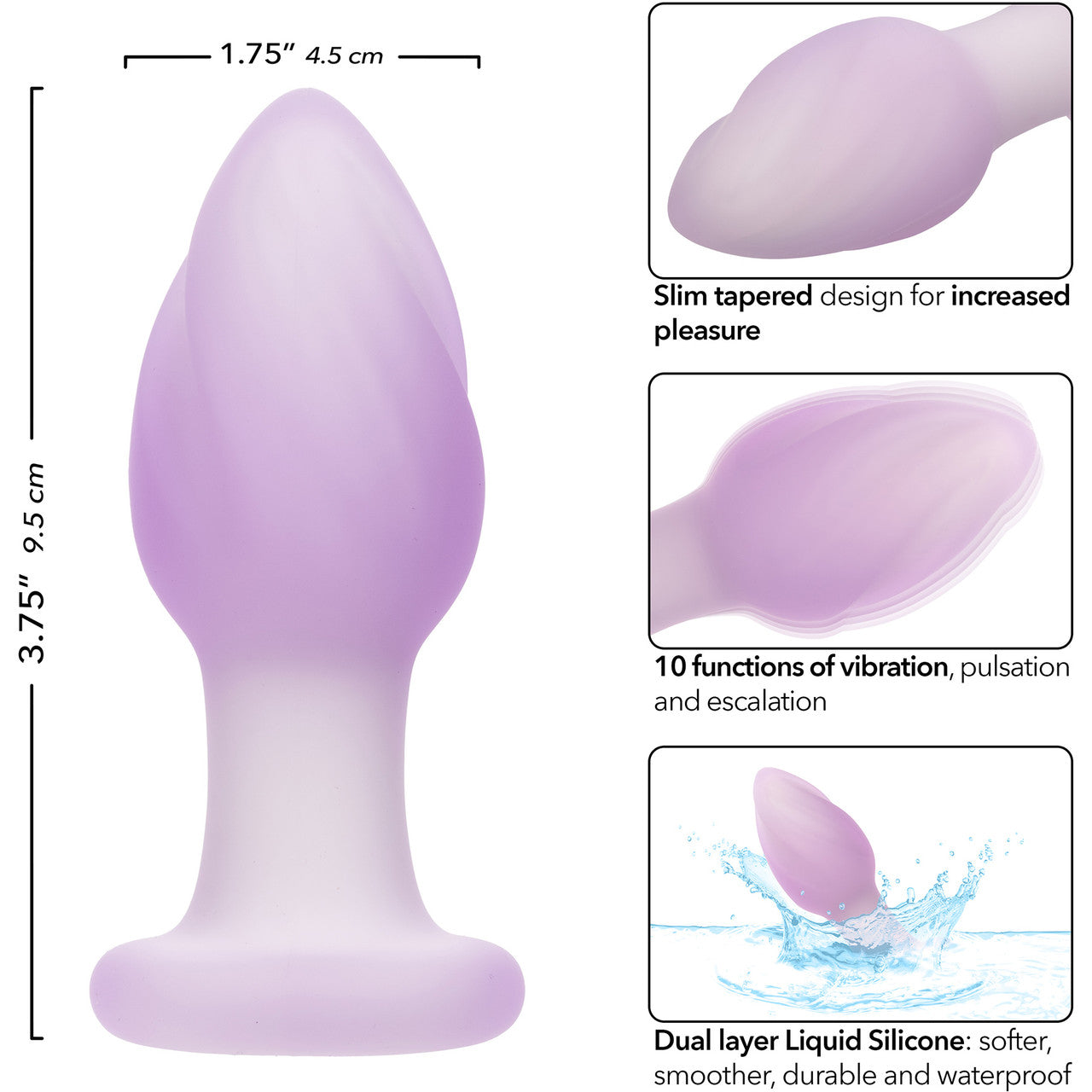 Lavender Haze Ridge Probe Rechargeable Waterproof Silicone Vibrating Butt Plug By CalExotics