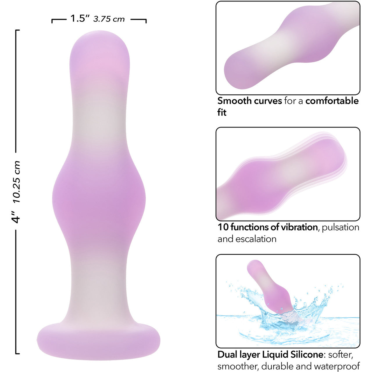 Lavender Haze Bulb Probe Rechargeable Waterproof Silicone Vibrating Butt Plug By CalExotics