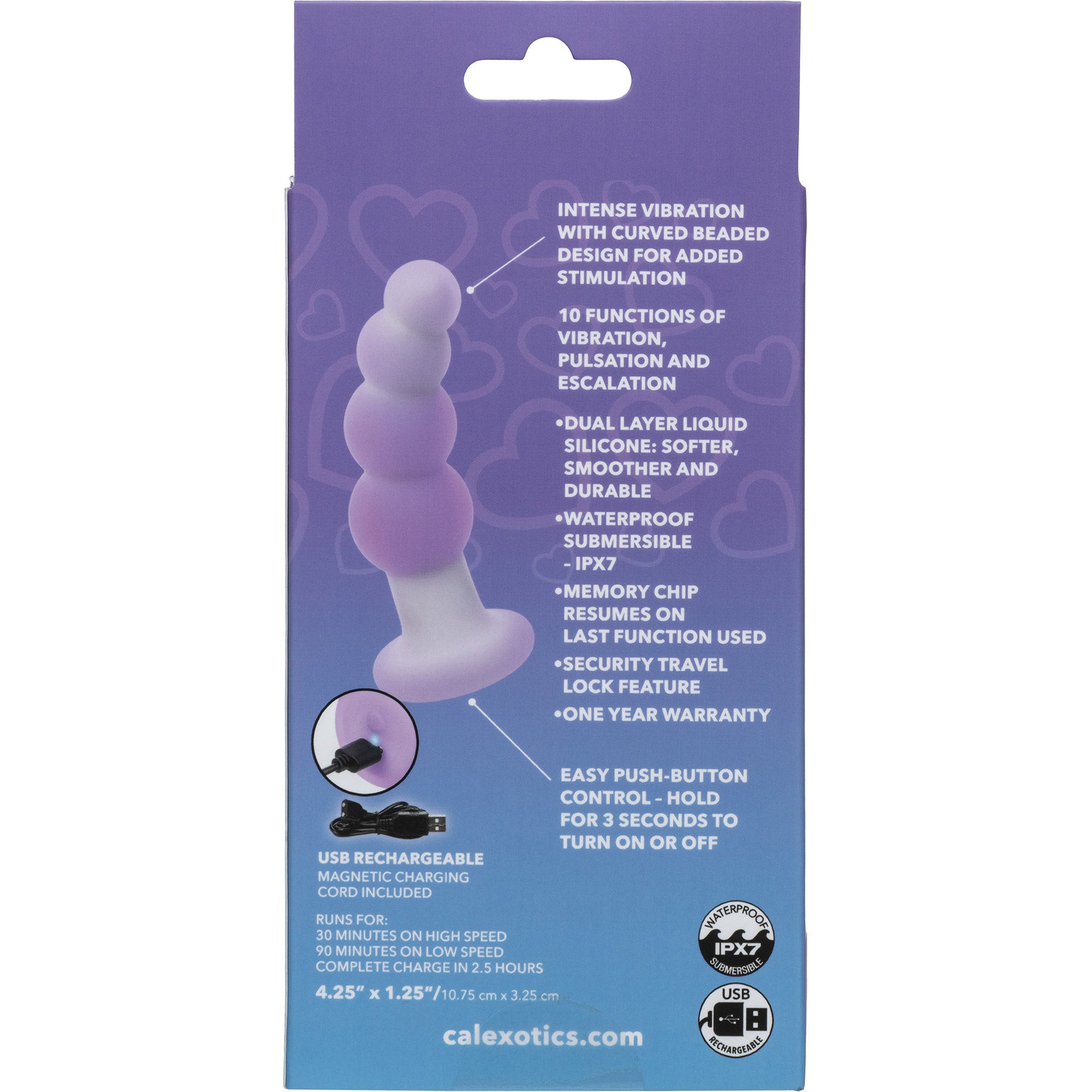 Lavender Haze™ Beaded Curved Probe Vibrating Silicone Probe