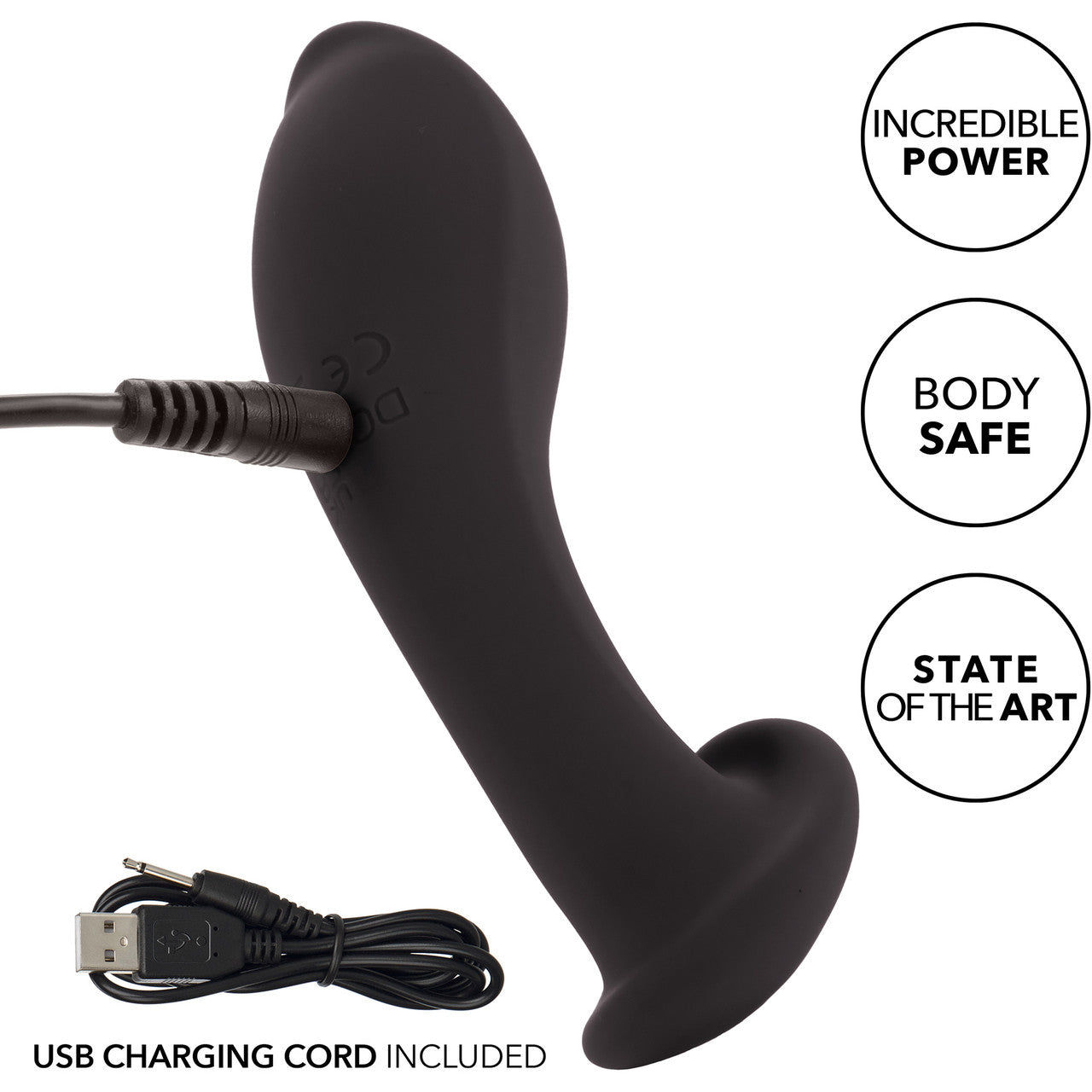 Eclipse Liquid Silicone Flex Vibrating Rechargeable Anal Probe By CalExotics - Black