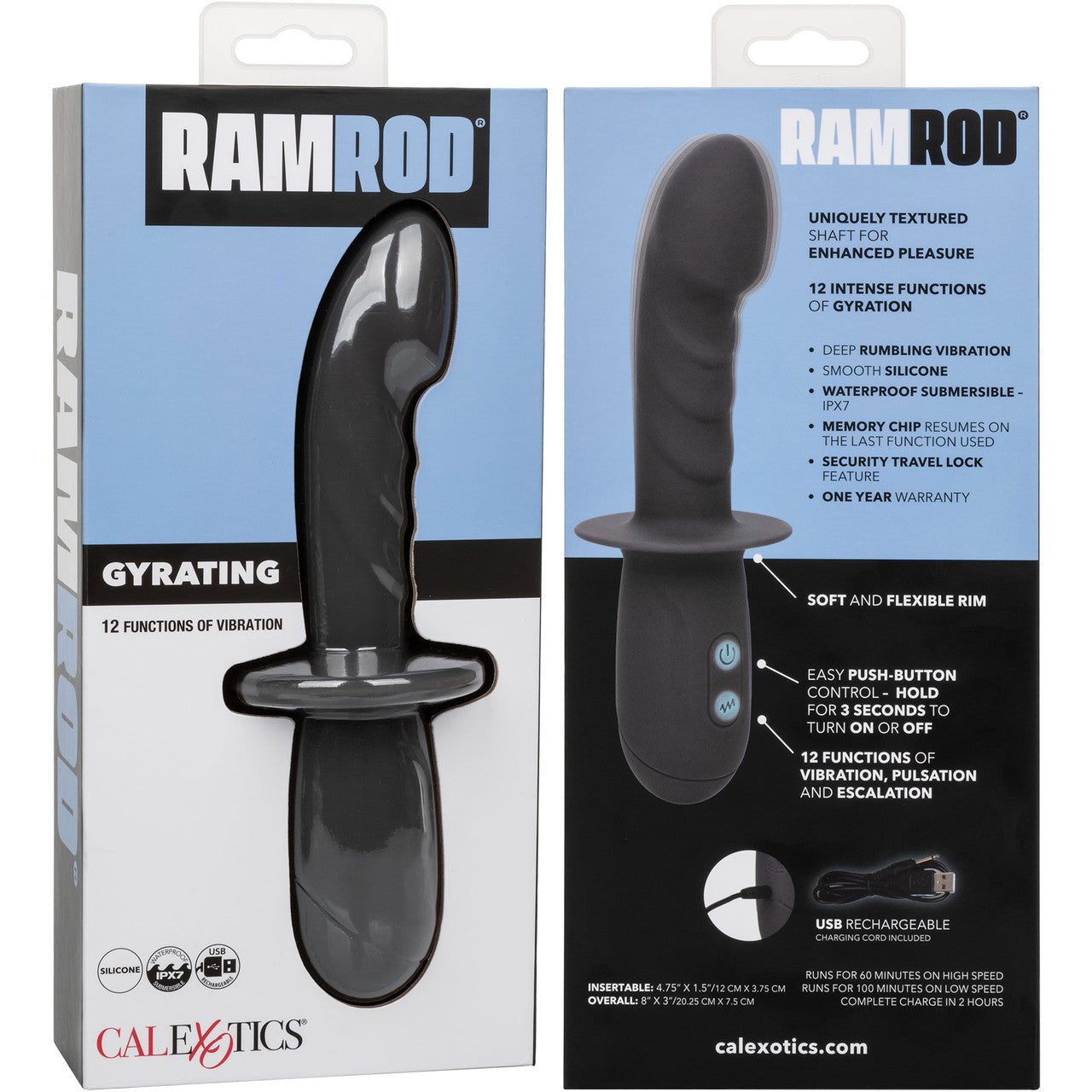 Ramrod Gyrating Rechargeable Waterproof Silicone Vibrating Anal Probe By CalExotics