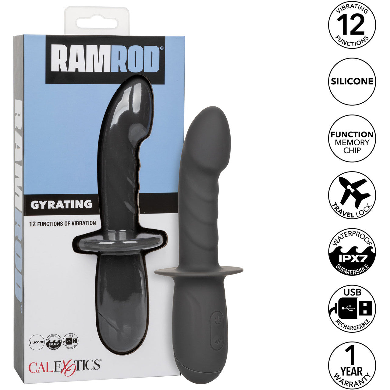 Ramrod Gyrating Rechargeable Waterproof Silicone Vibrating Anal Probe By CalExotics