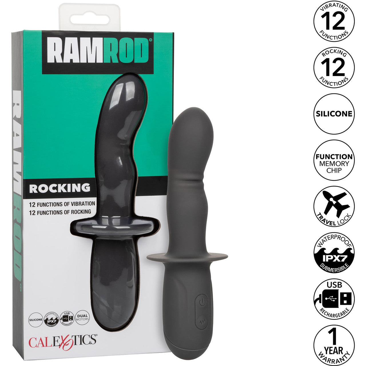 Ramrod Rocking Rechargeable Waterproof Silicone Vibrating Anal Probe By CalExotics