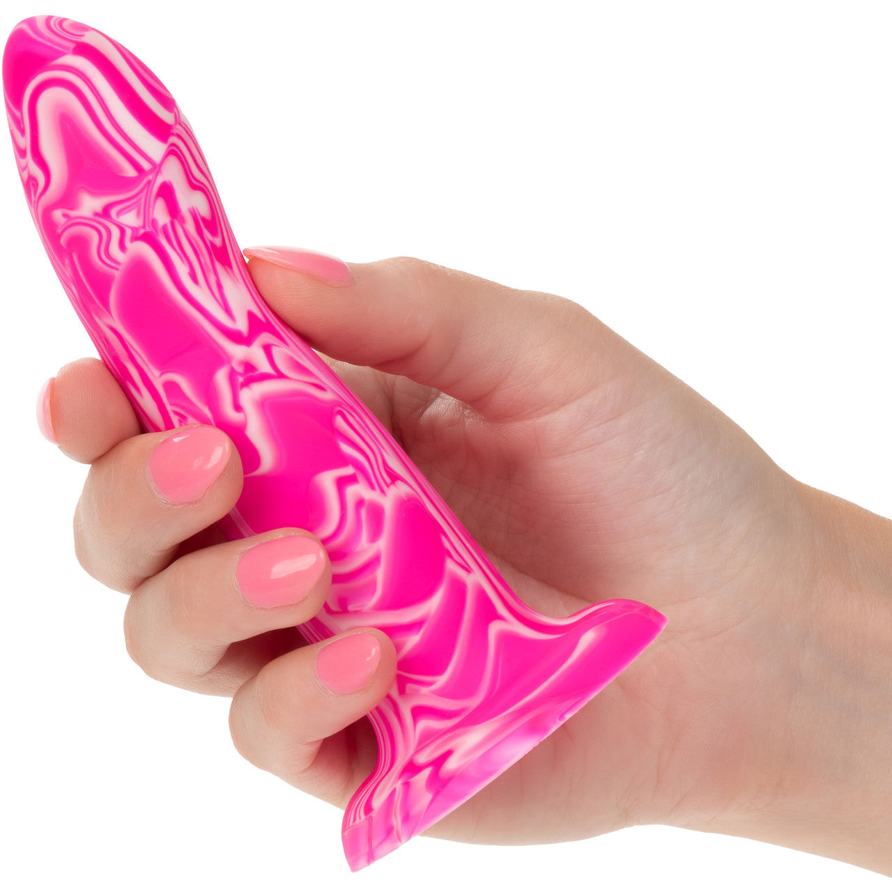 Twisted Love Twisted Probe 4.75" Silicone Suction Cup Dildo By CalExotics - Pink & White