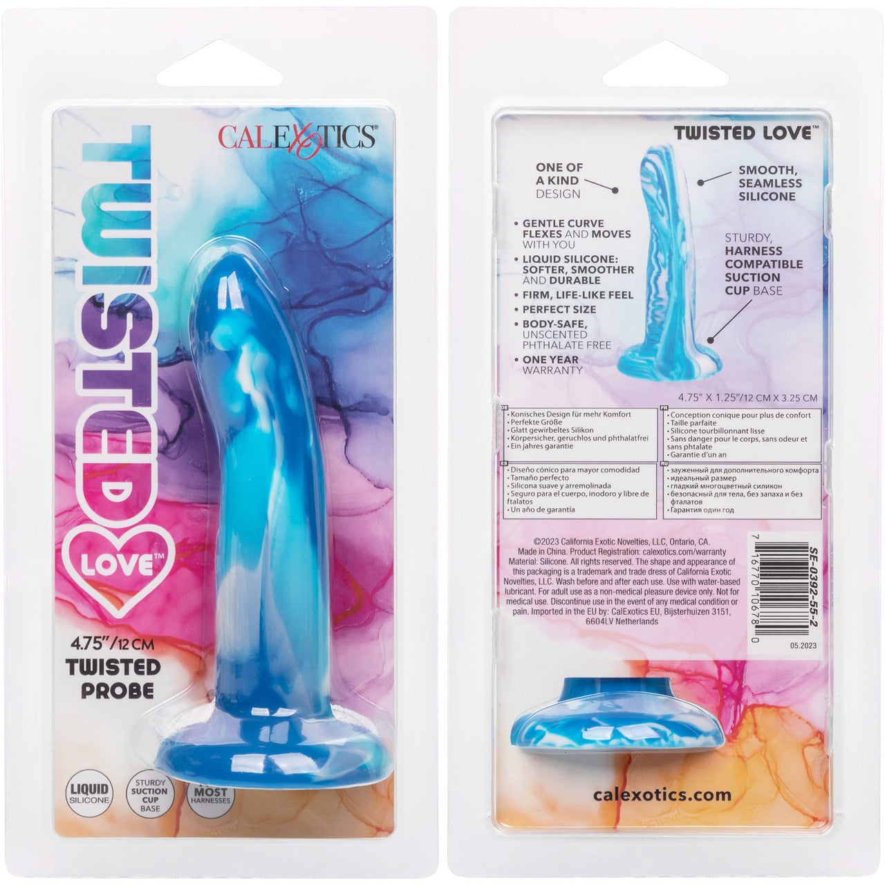 Twisted Love Twisted Probe 4.75" Silicone Suction Cup Dildo By CalExotics - Blue & White