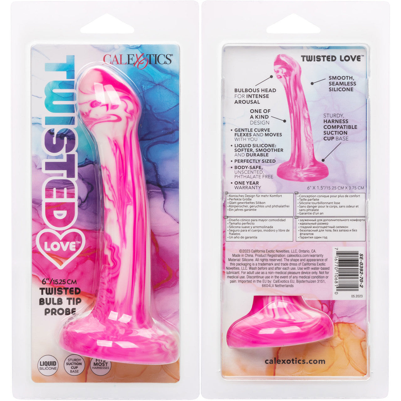 Twisted Love Twisted Bulb Tip Probe 6" Silicone Suction Cup Dildo By CalExotics - Pink & White