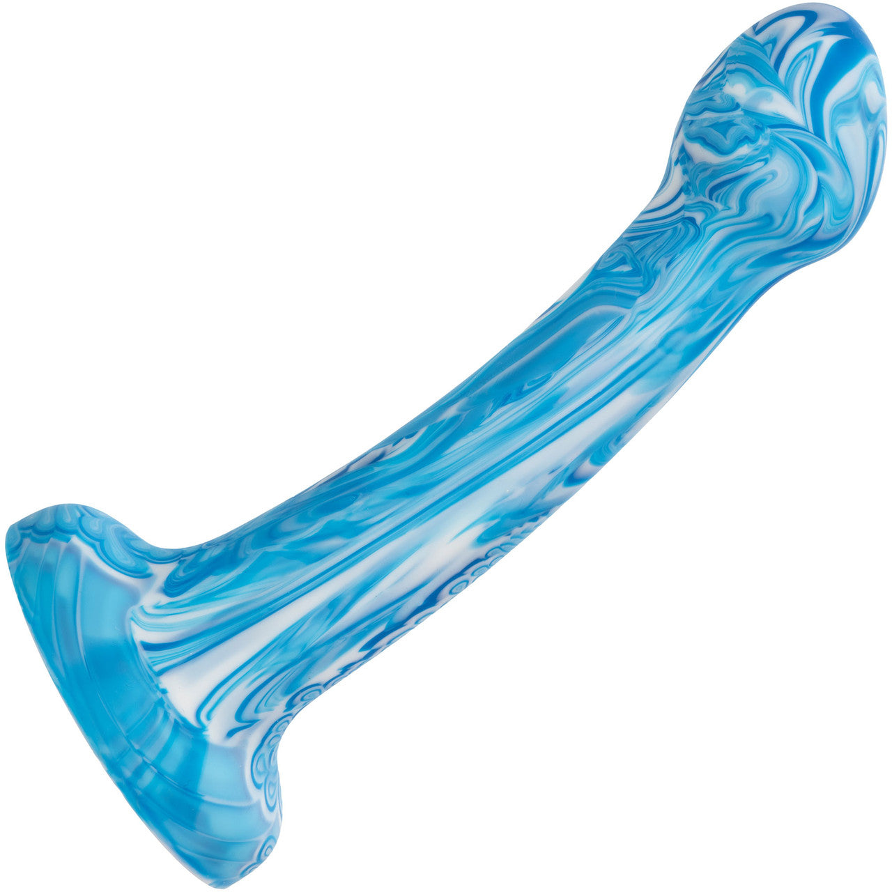 Twisted Love Twisted Bulb Tip Probe 6" Silicone Suction Cup Dildo By CalExotics - Blue & White