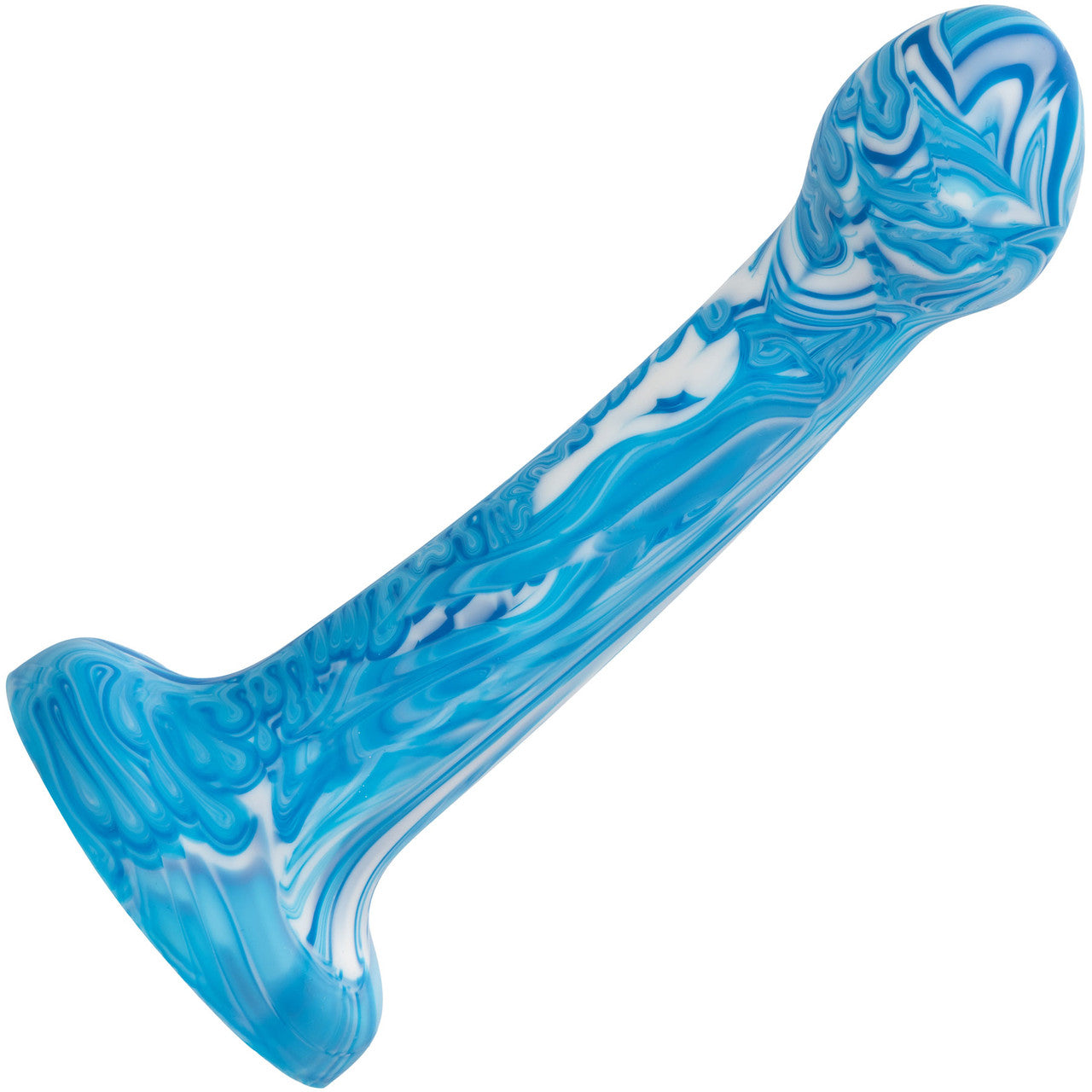 Twisted Love Twisted Bulb Tip Probe 6" Silicone Suction Cup Dildo By CalExotics - Blue & White