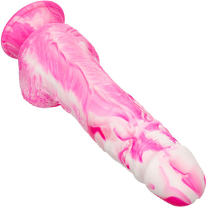 Twisted Love Twisted Dong 6" Silicone Suction Cup Dildo With Balls By CalExotics - Pink & White