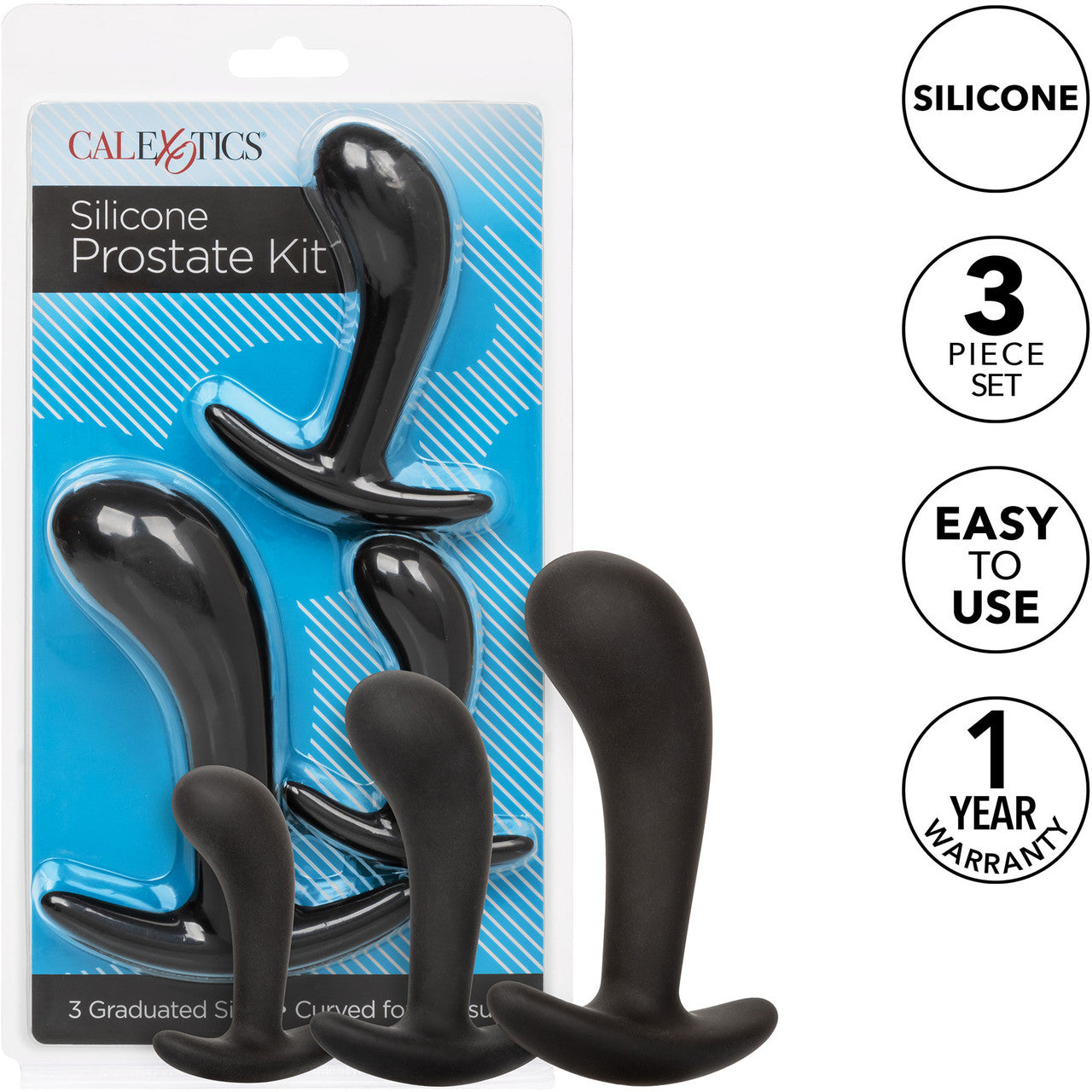 Silicone Prostate 3-Piece Kit By CalExotics - Black