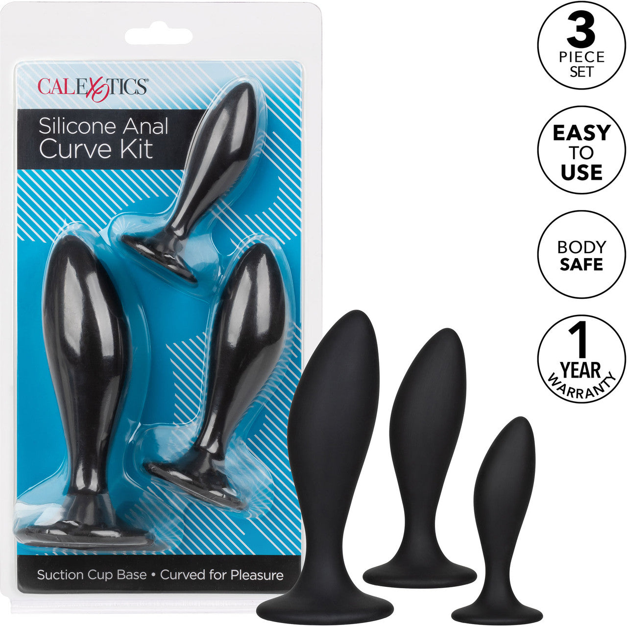 Silicone Anal Curve Exerciser Kit With Three Plugs By CalExotics