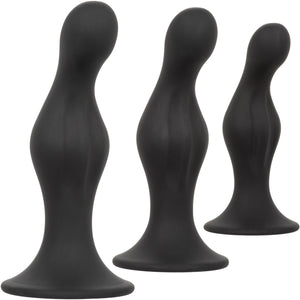 Silicone Anal Ripple 3 Piece Butt Plug Kit By CalExotics - Black