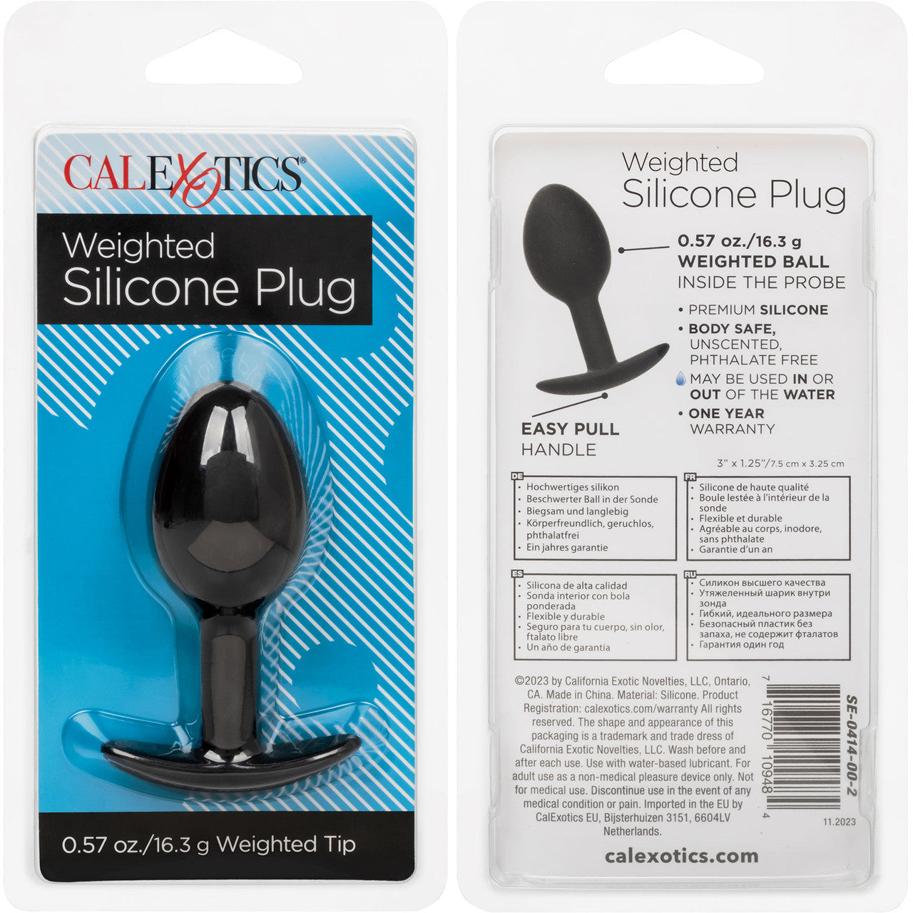 Weighted Silicone Butt Plug By CalExotics - Black Weighted Silicone Butt Plug By CalExotics - Black