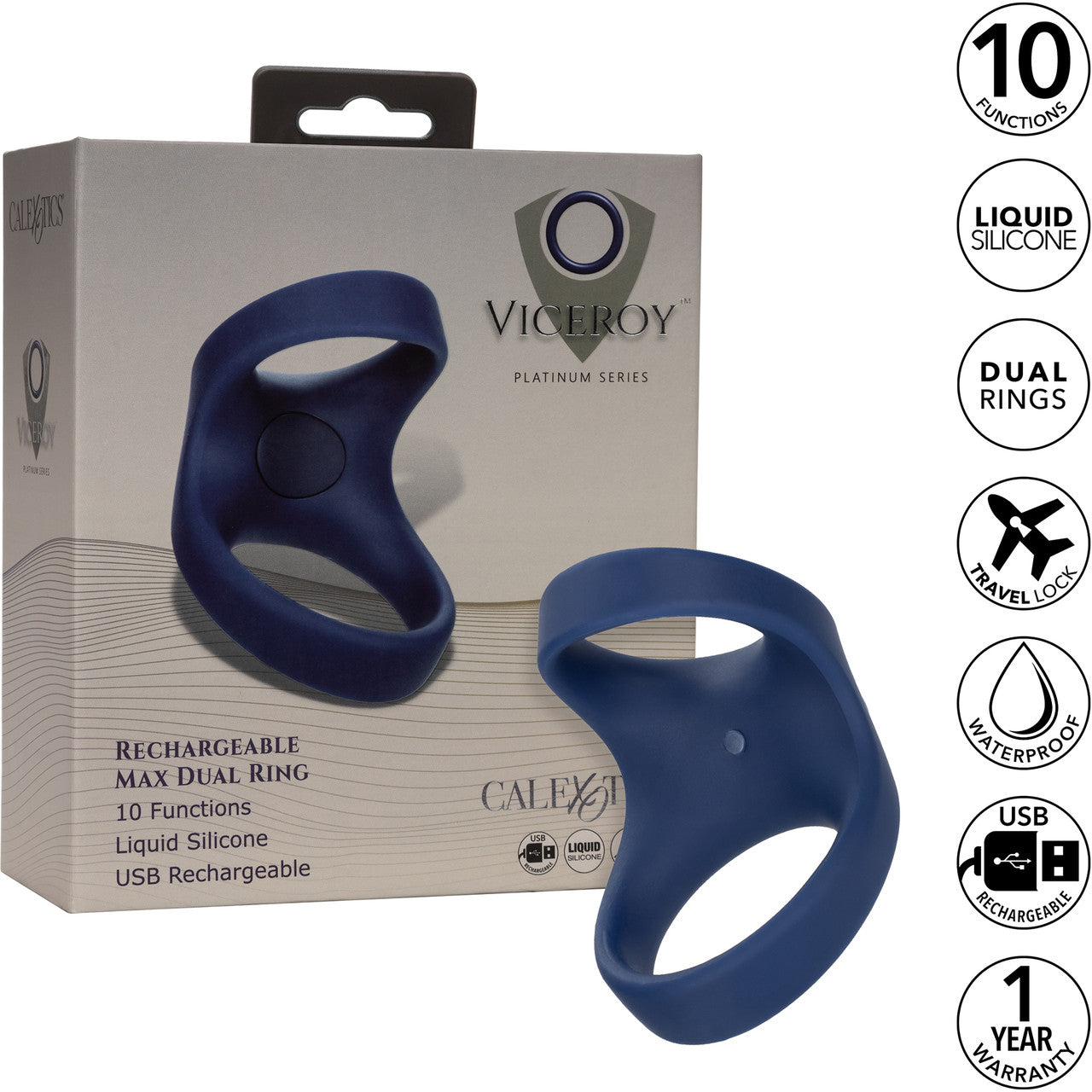 Viceroy Platinum Series Silicone Rechargeable Max Dual Vibrating Cock Ring By CalExotics