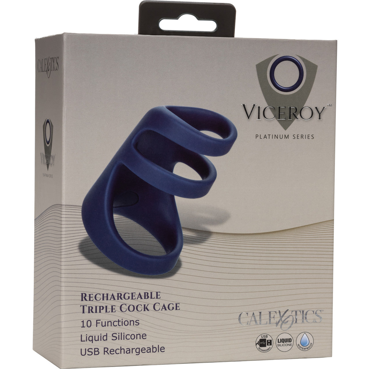 Viceroy Platinum Series Silicone Rechargeable Triple Cock Cage Vibrating Cock Ring By CalExotics