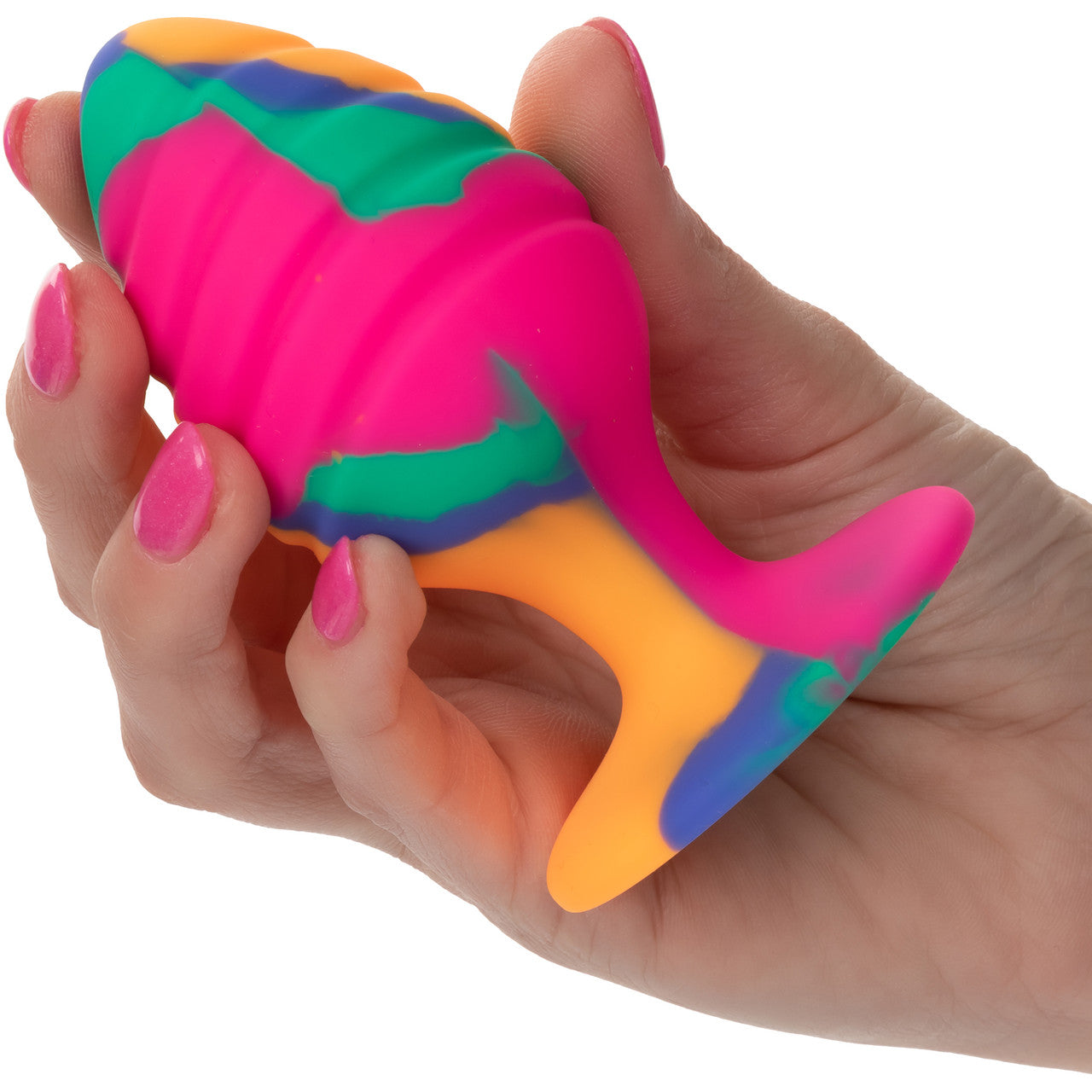 Cheeky Swirl Tie-Dye Silicone Butt Plug Large By CalExotics