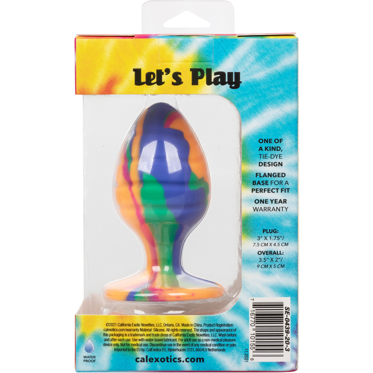 Cheeky Swirl Tie-Dye Silicone Butt Plug Large By CalExotics