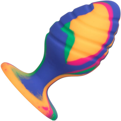 Cheeky Swirl Tie-Dye Silicone Butt Plug Large By CalExotics