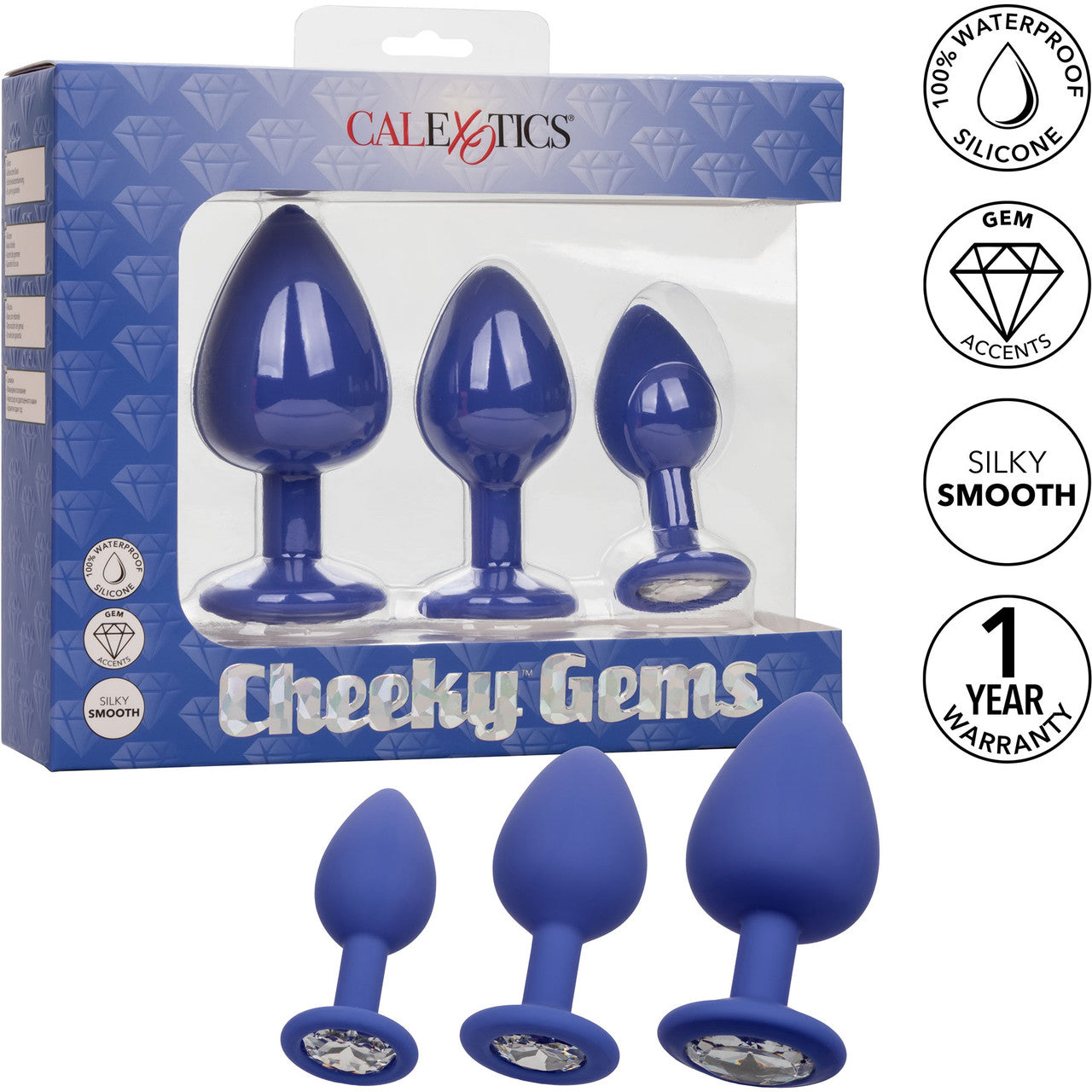 Cheeky Gems Silicone 3-Piece Anal Training Kit By CalExotics - Purple