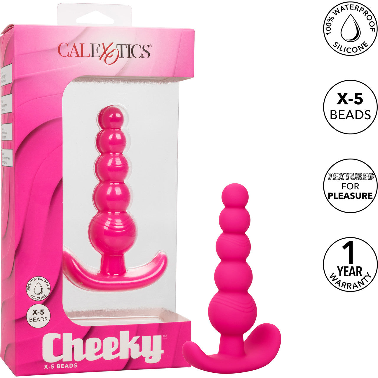 Cheeky X-5 Beads Silicone Anal Probe by CalExotics - Pink