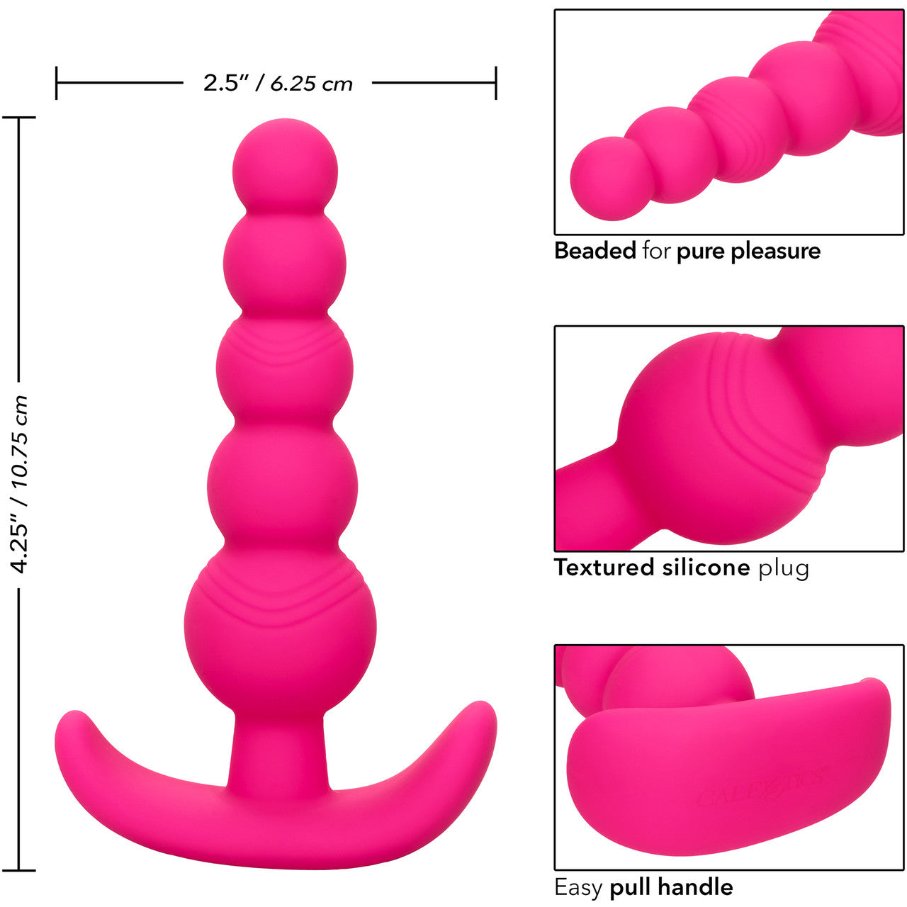 Cheeky X-5 Beads Silicone Anal Probe by CalExotics - Pink