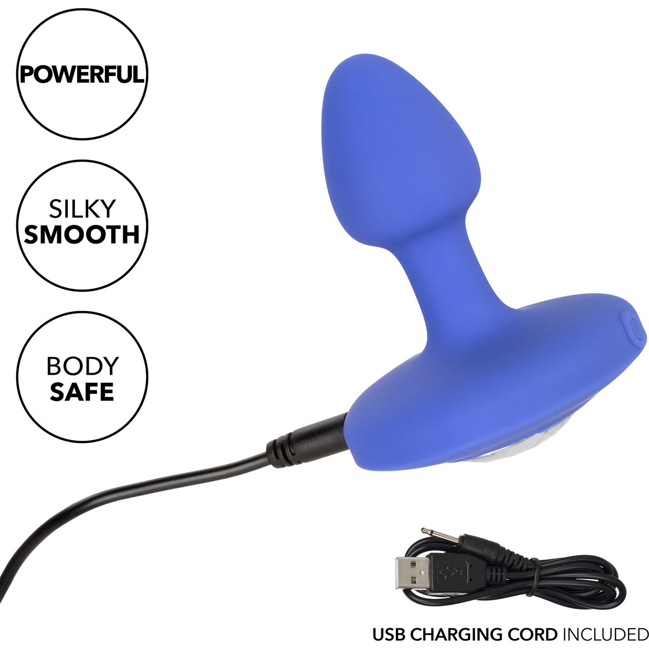 Cheeky Gems Silicone Rechargeable Vibrating Small Anal Probe By CalExotics - Blue