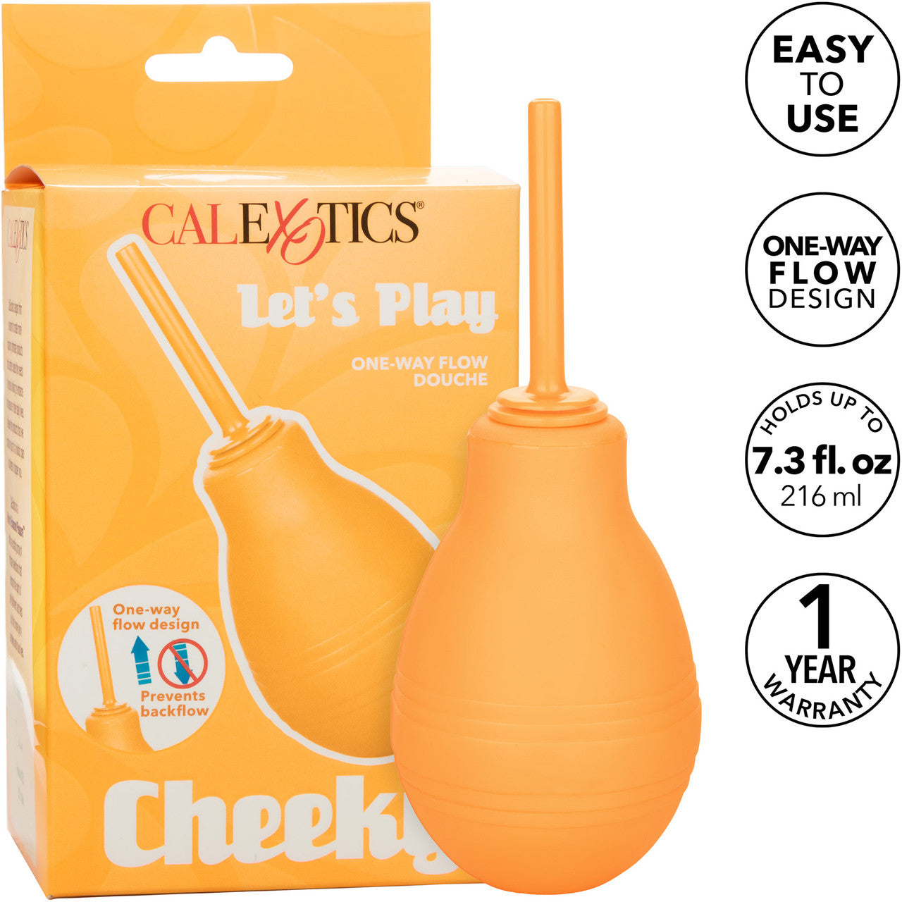 Cheeky One Way Flow Douche Anal Cleansing Tool By CalExotics - Orange