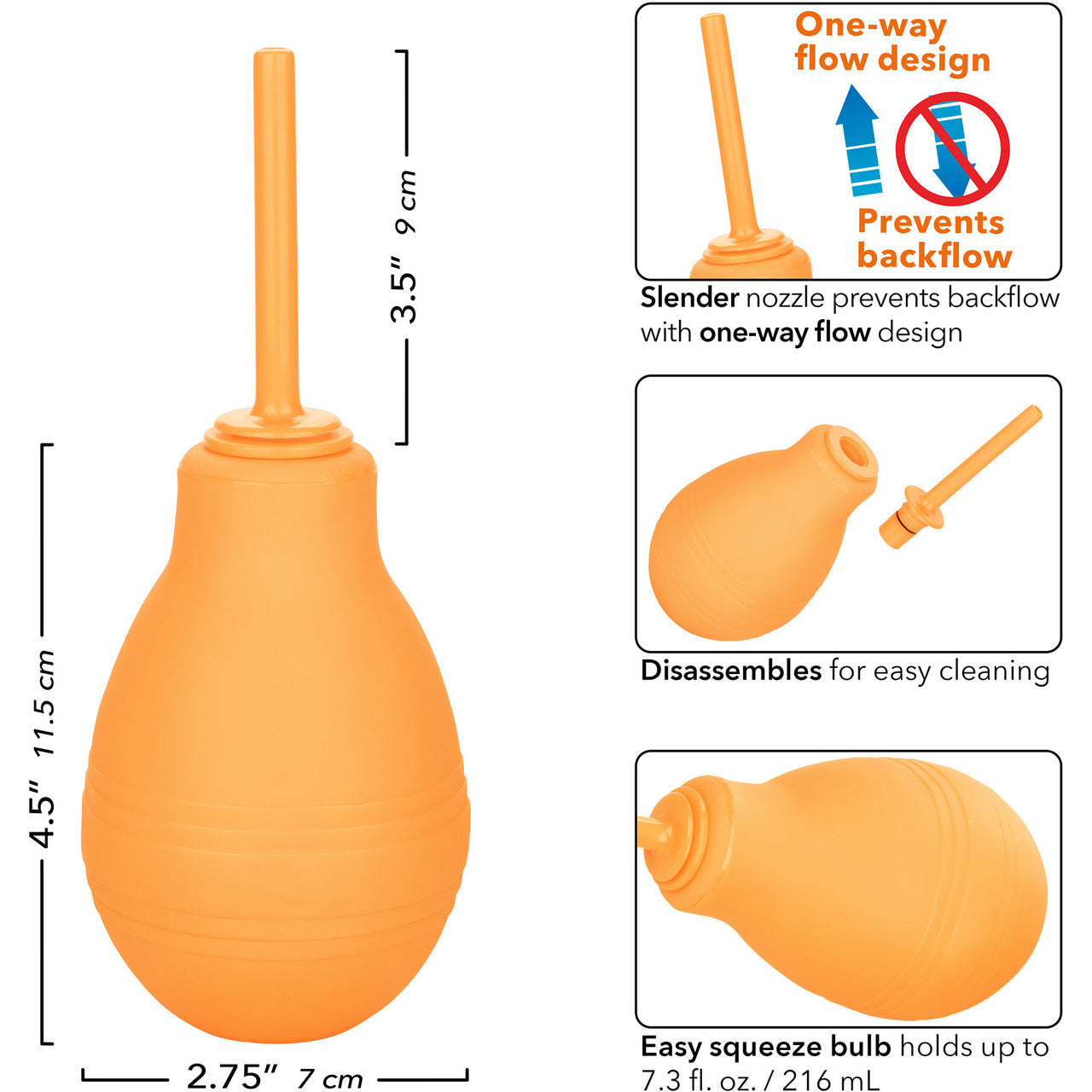 Cheeky One Way Flow Douche Anal Cleansing Tool By CalExotics - Orange