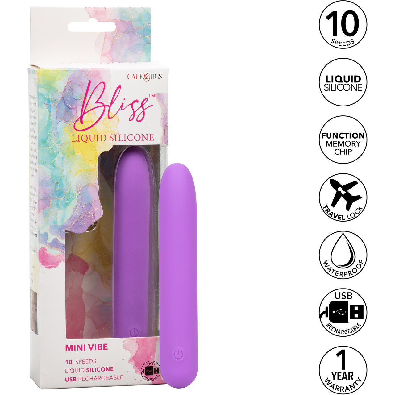 Bliss Liquid Silicone Rechargeable Waterproof Mini Vibrator - Purple Bliss Liquid Silicone Rechargeable Waterproof Mini Vibrator - Purple