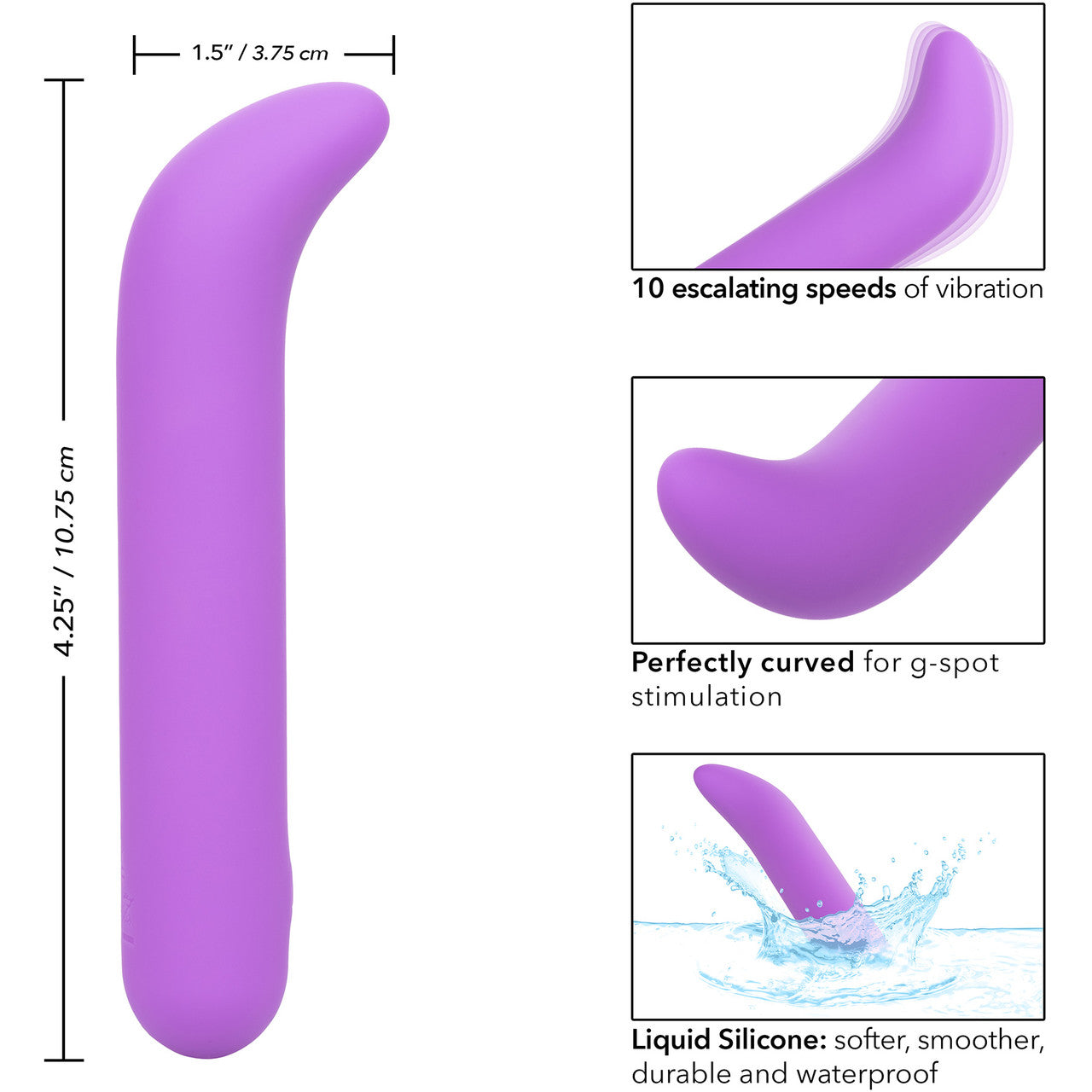 Bliss Liquid Silicone Mini G Vibe Rechargeable Waterproof G-Spot Vibrator - Purple