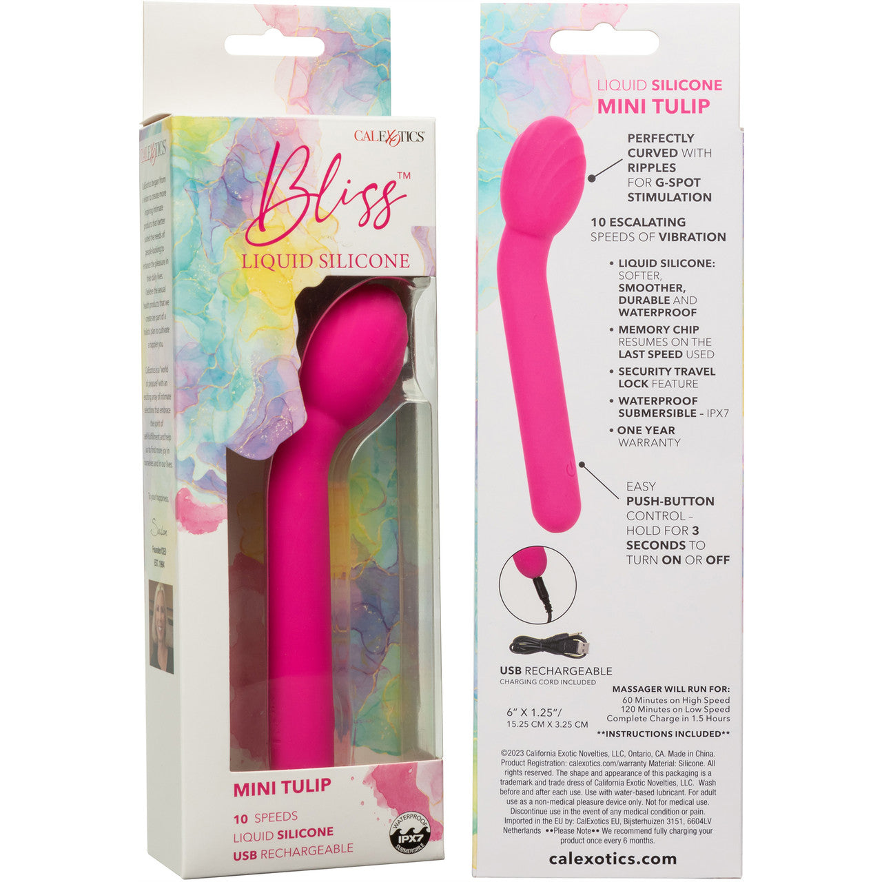 Bliss Liquid Silicone Mini Tulip Rechargeable Waterproof G-Spot Vibrator - Pink