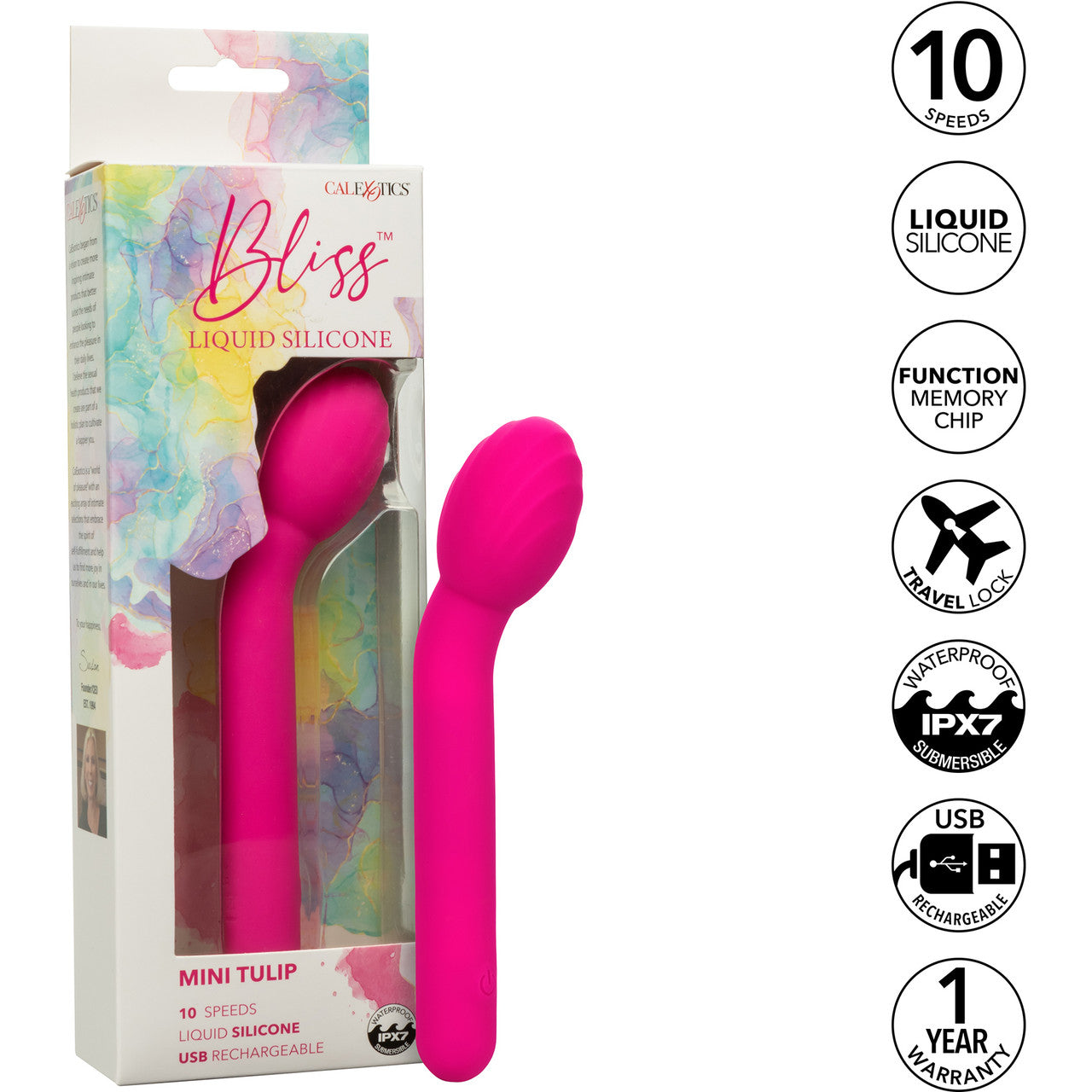 Bliss Liquid Silicone Mini Tulip Rechargeable Waterproof G-Spot Vibrator - Pink