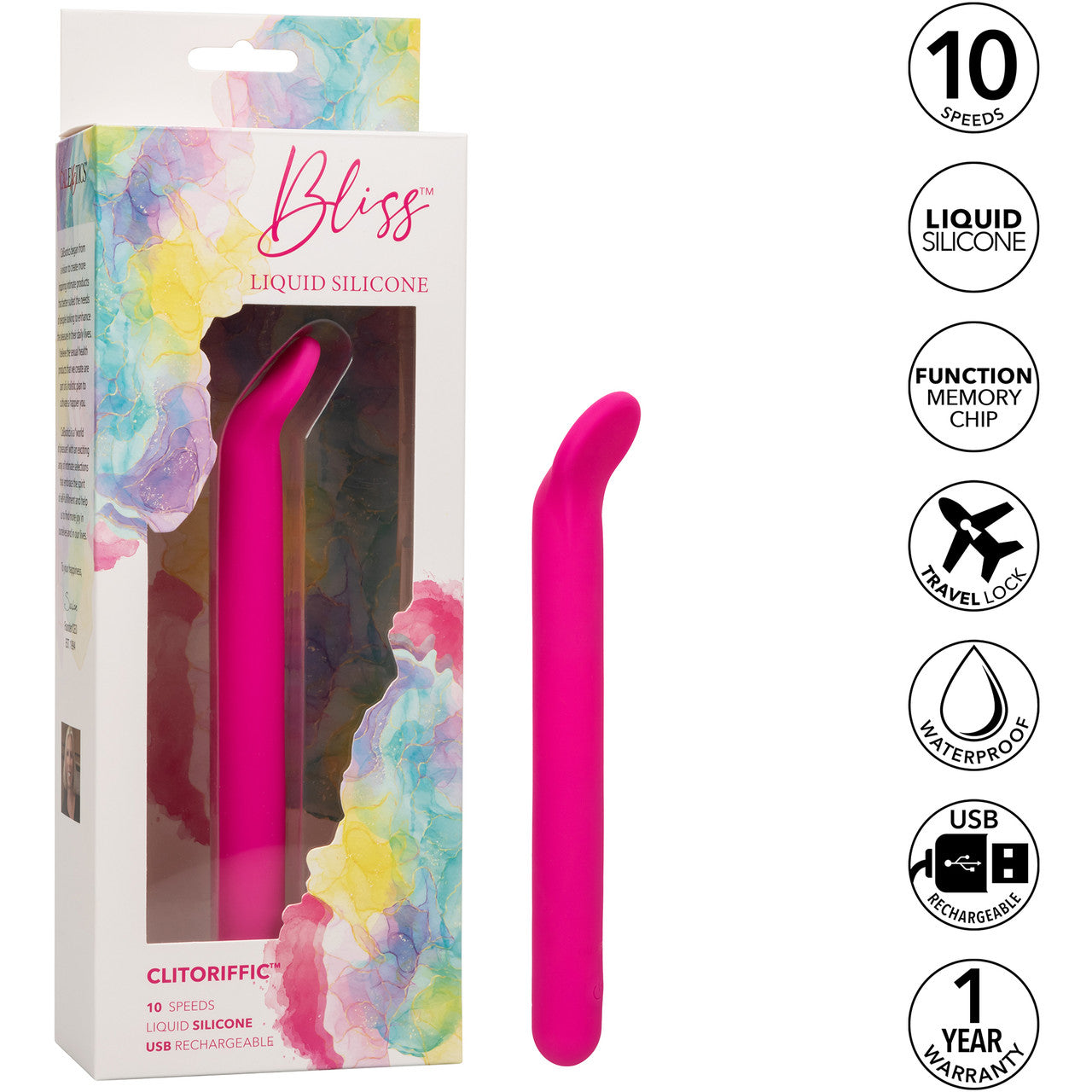 Bliss Liquid Silicone Clitoriffic Rechargeable Waterproof Vibrator - Pink