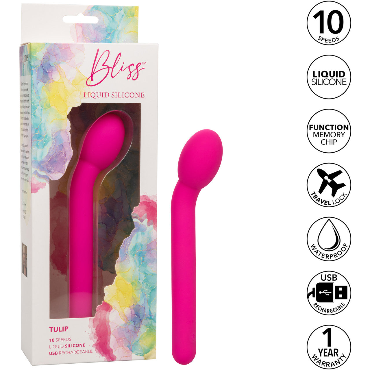 Bliss Liquid Silicone Tulip Rechargeable Waterproof G-Spot Vibrator - Pink