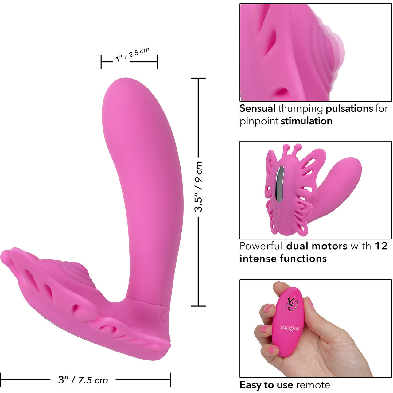 Venus Butterfly Silicone Remote Pulsating Venus G Dual Stimulation Vibrator By CalExotics