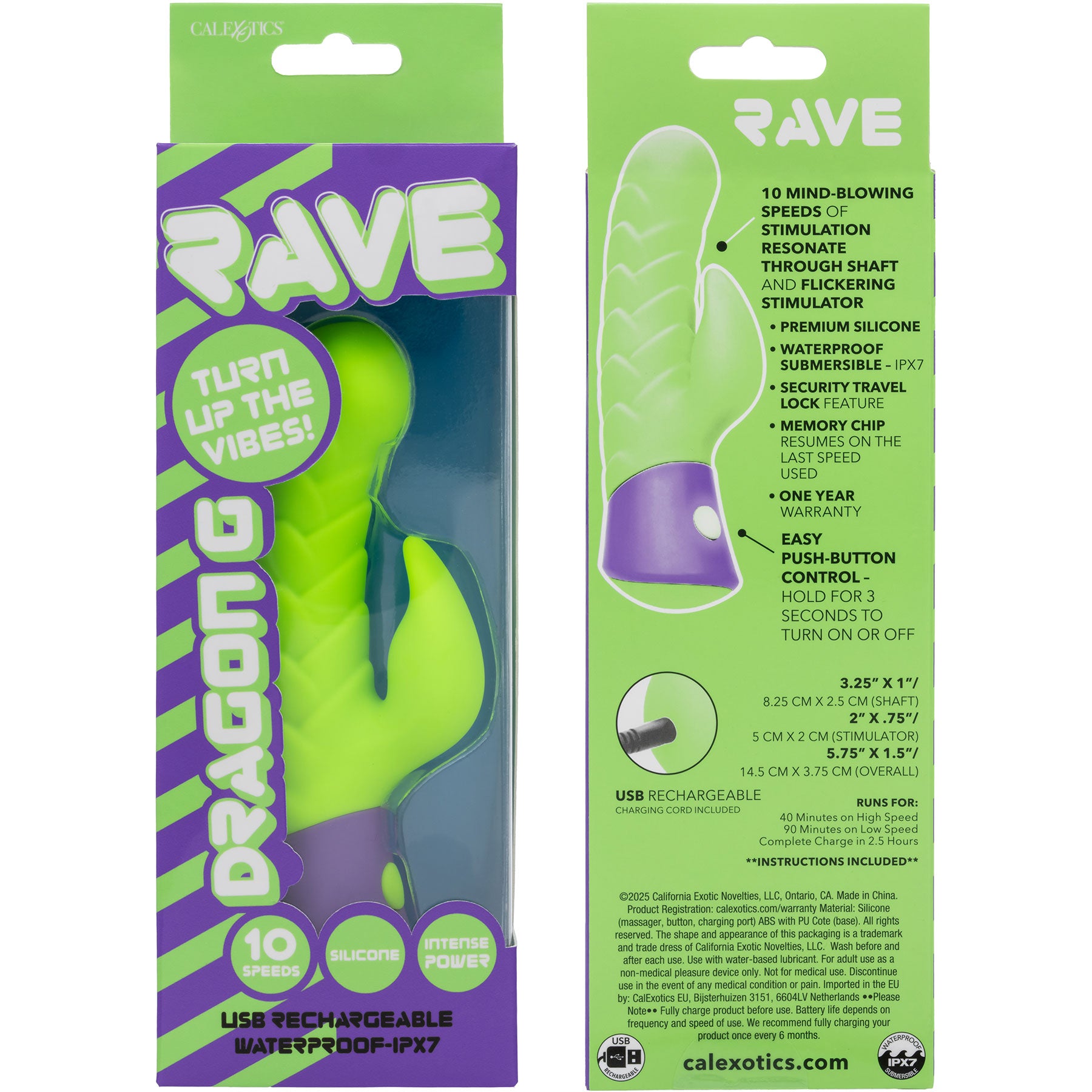 Rave Dragon G Rechargeable Waterproof Silicone Rabbit Vibrator