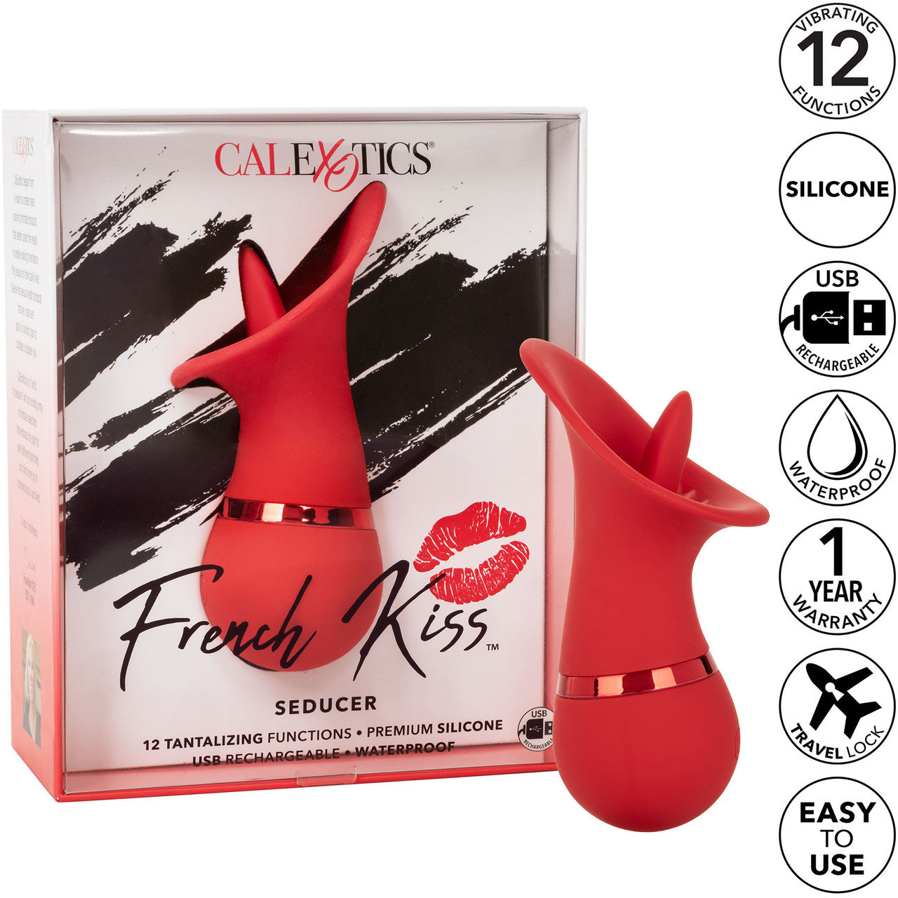 French Kiss Seducer Rechargeable Silicone Clitoral Stimulator By CalExotics - Red