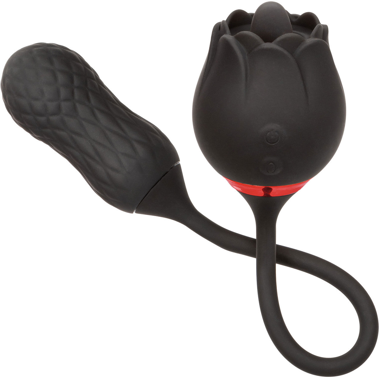 French Kiss Elite Siren Silicone Bullet Vibrator & Flickering Tongue Clitoral Stimulator By CalExotics - Black